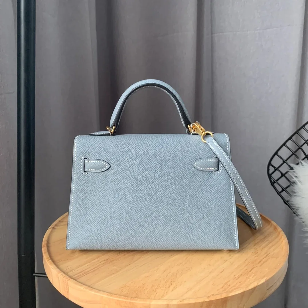 Hermes Kelly Mini Top Handle Bag / Sky Blue Epsom Gold Hardware - Image 5