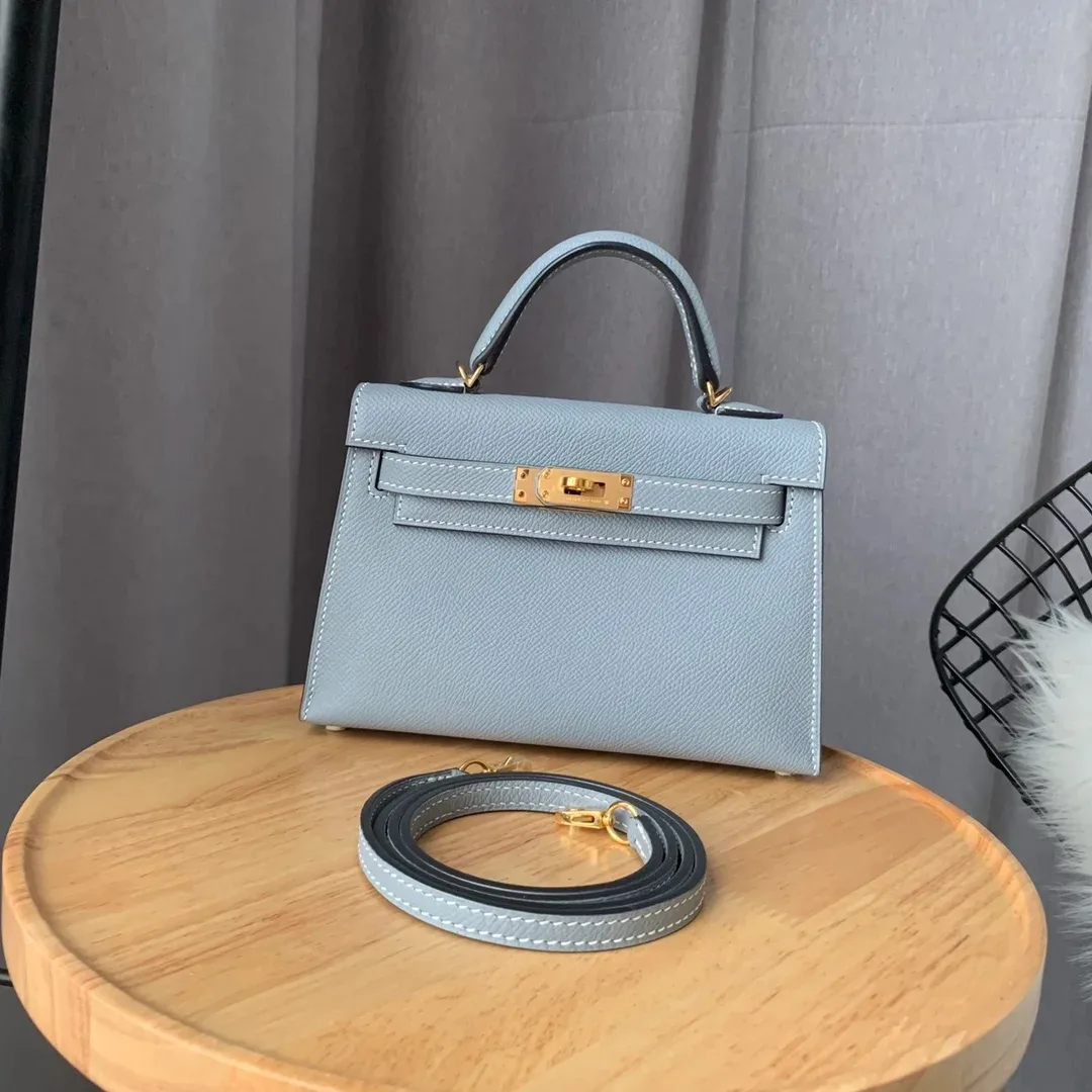Hermes Kelly Mini Top Handle Bag / Sky Blue Epsom Gold Hardware - Image 4