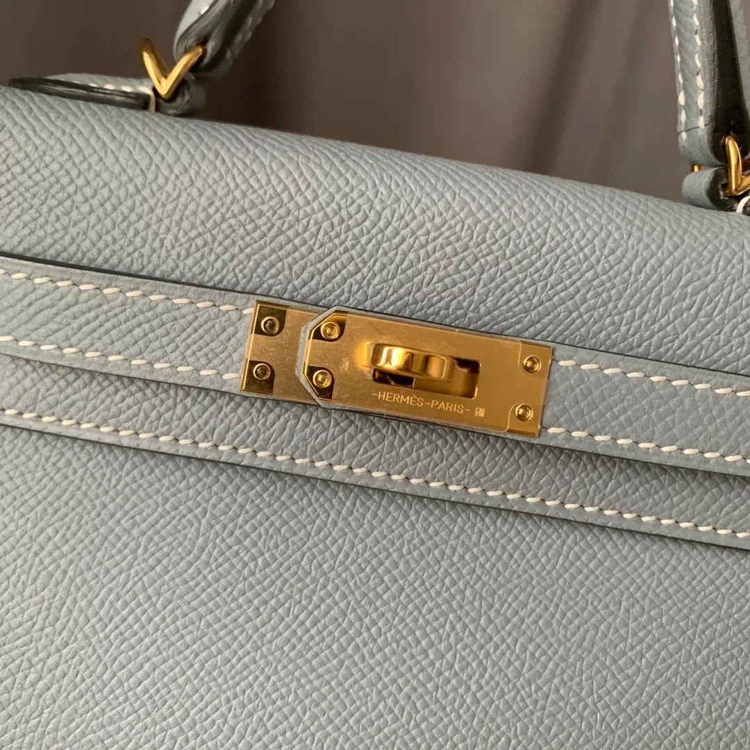 Hermes Kelly Mini Top Handle Bag / Sky Blue Epsom Gold Hardware - Image 6