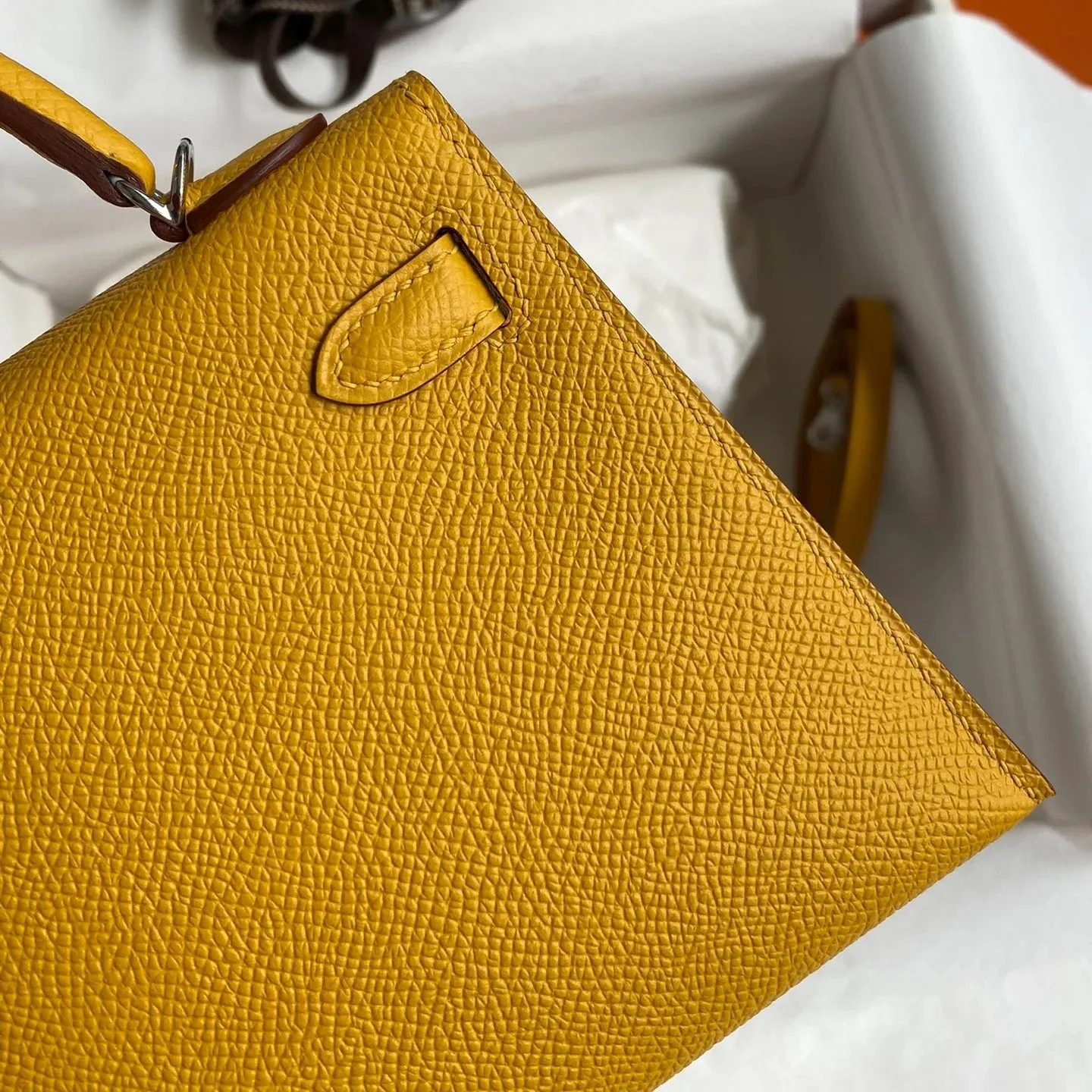 Hermes Kelly Mini Top Handle Bag / Yellow Epsom Palladium Hardware - Image 7