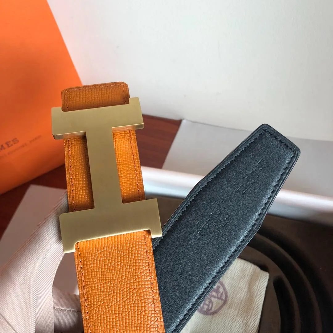 Hermes Mini Constance Guillochee Belt Buckle & Reversible Orange - Image 5
