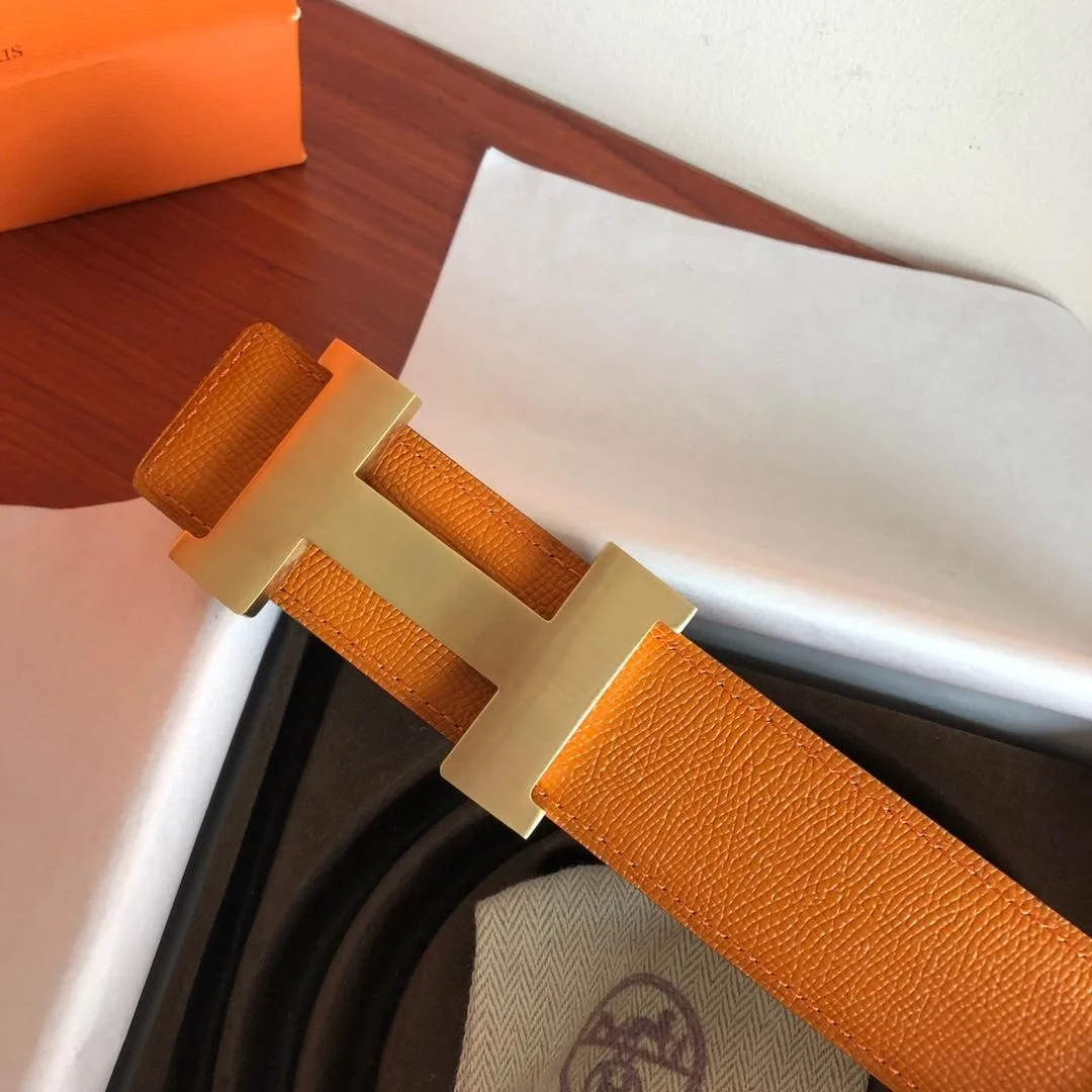 Hermes Mini Constance Guillochee Belt Buckle & Reversible Orange - Image 4