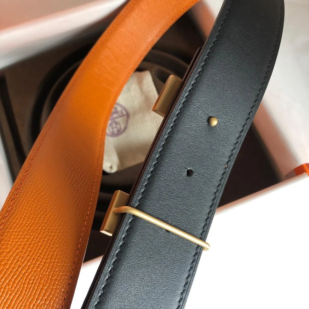 Hermes Mini Constance Guillochee Belt Buckle & Reversible Orange - Image 3