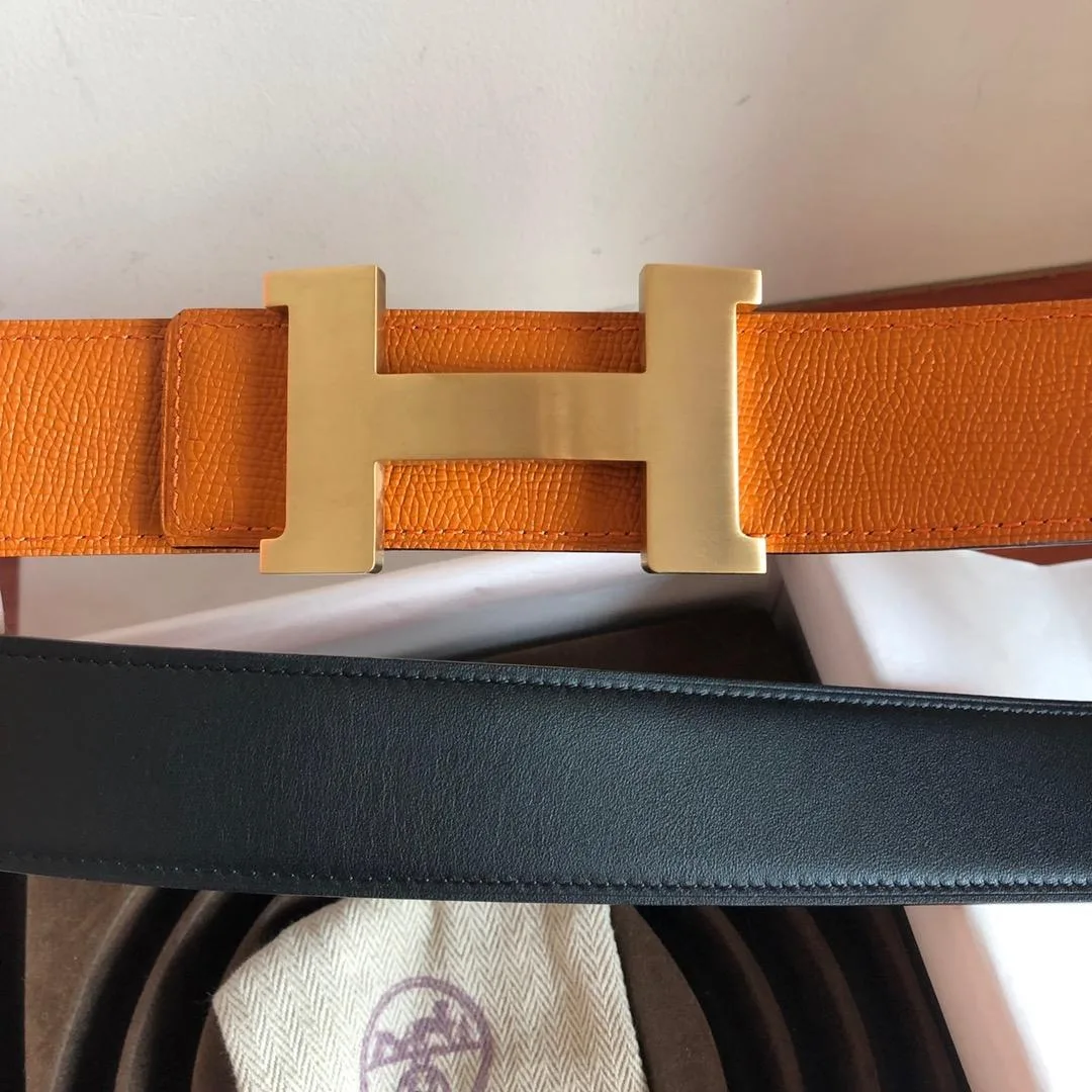 Hermes Mini Constance Guillochee Belt Buckle & Reversible Orange - Image 2