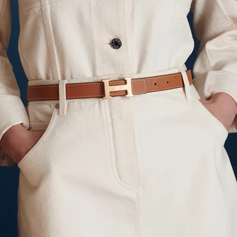 Hermes Mini H Reversible Belt Brown/ Blanc - Image 2