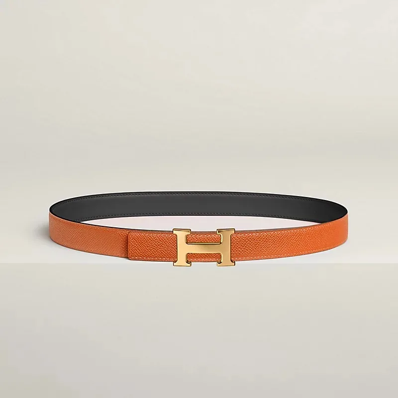 Hermes Mini H Reversible Belt Noir/ Orange - Image 3