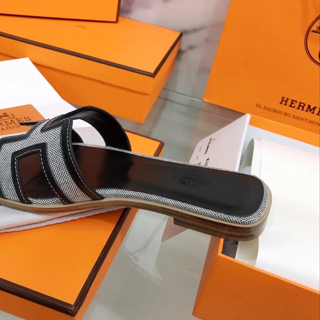 Hermes Oran Sandal Black/Silver , Womens Shoes - Image 3