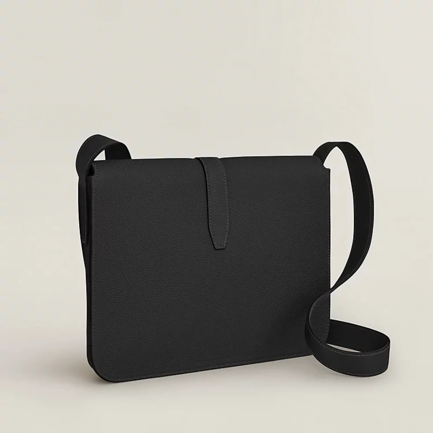 Hermes Steve Light Junior Messenger Crossbody Bag / Noir Silver Hardware - Image 2