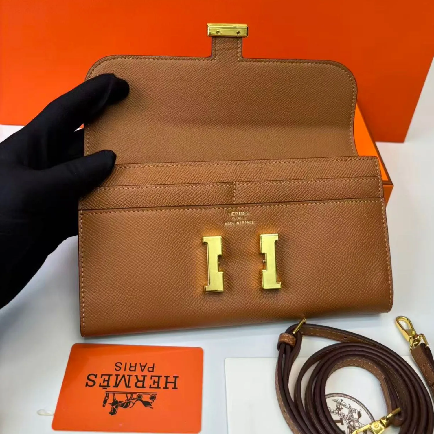 Hermes Constance Epsom Long To Go Wallet Brown / - Image 4