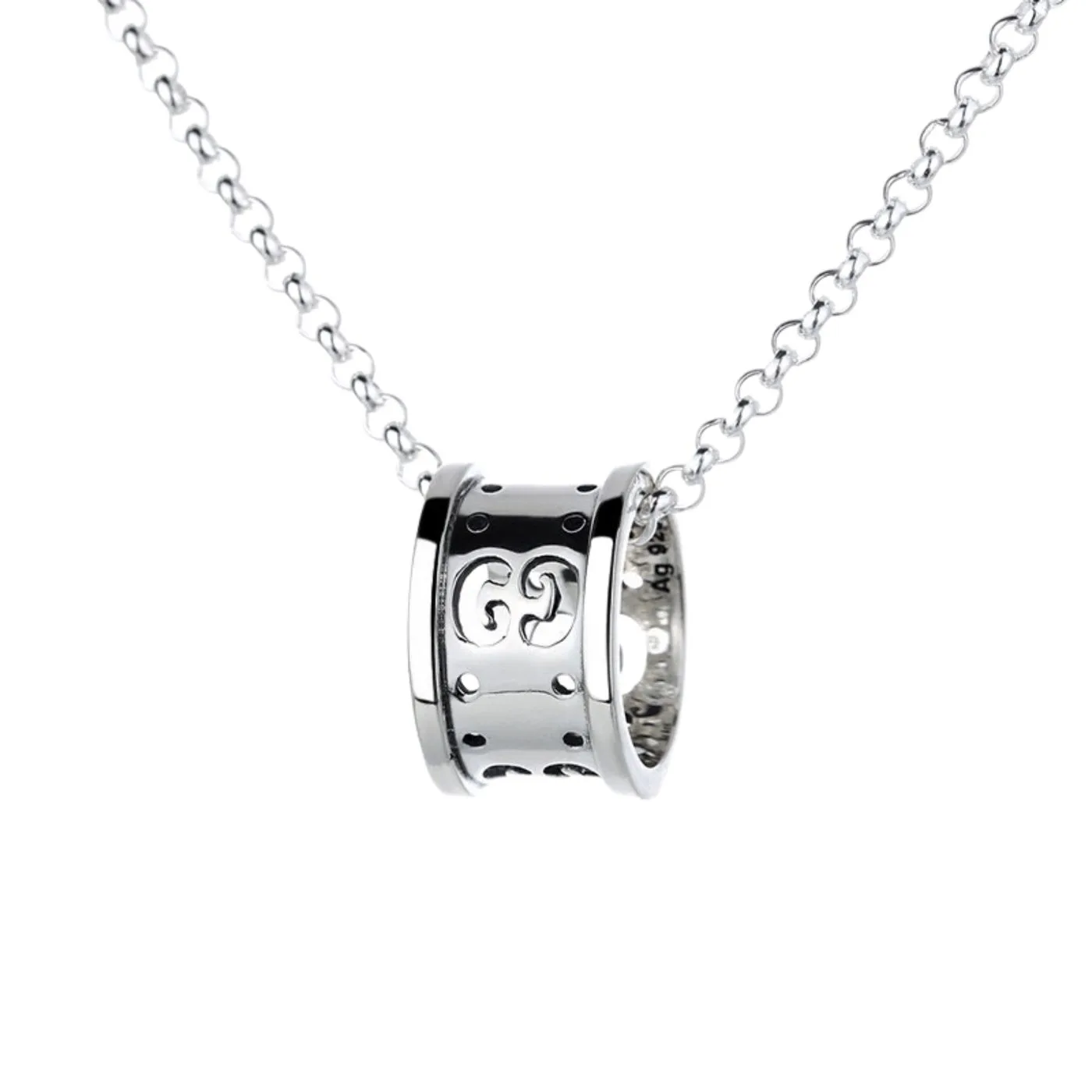Gucci Hollow Waist Necklace Silver - Image 3