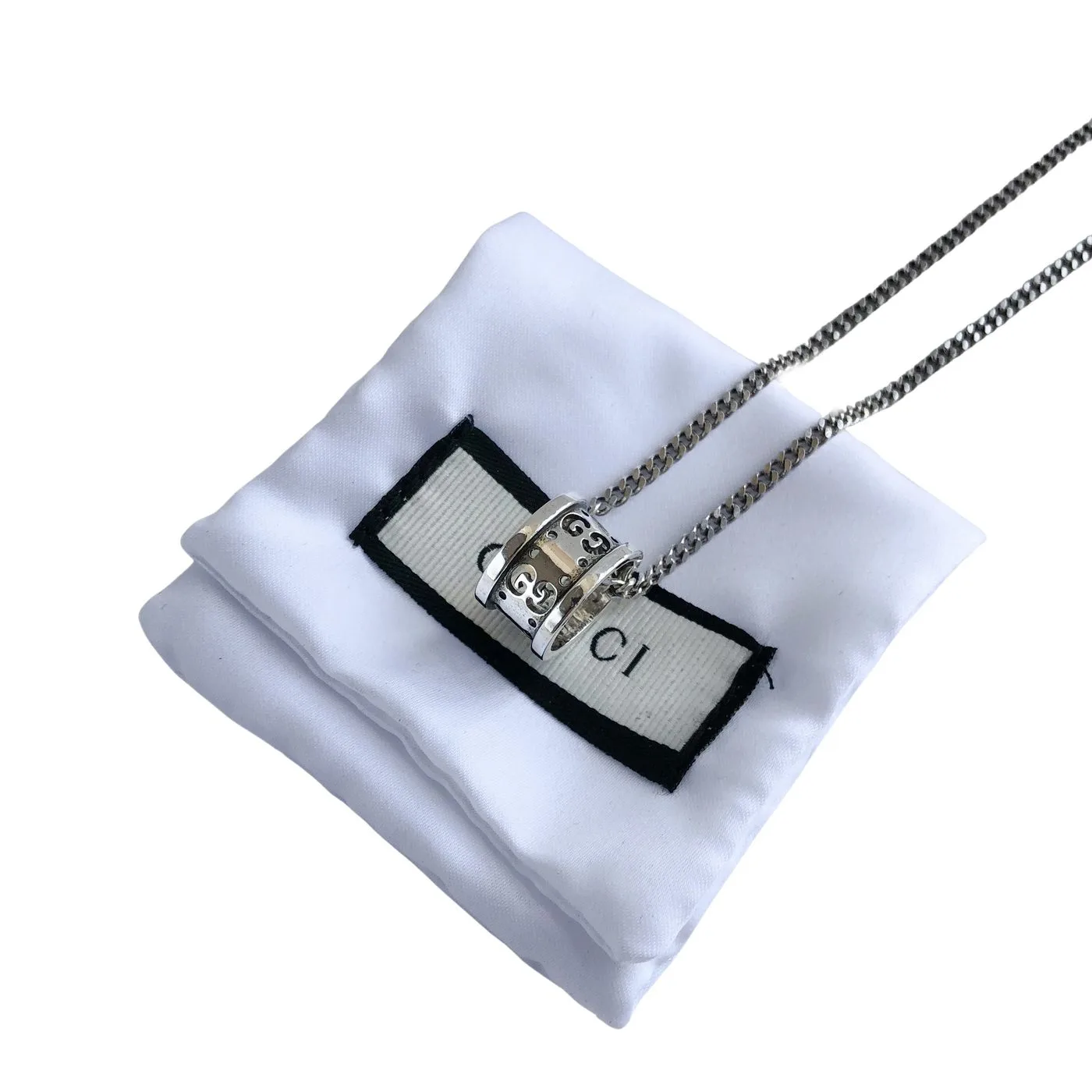 Gucci Hollow Waist Necklace Silver - Image 8