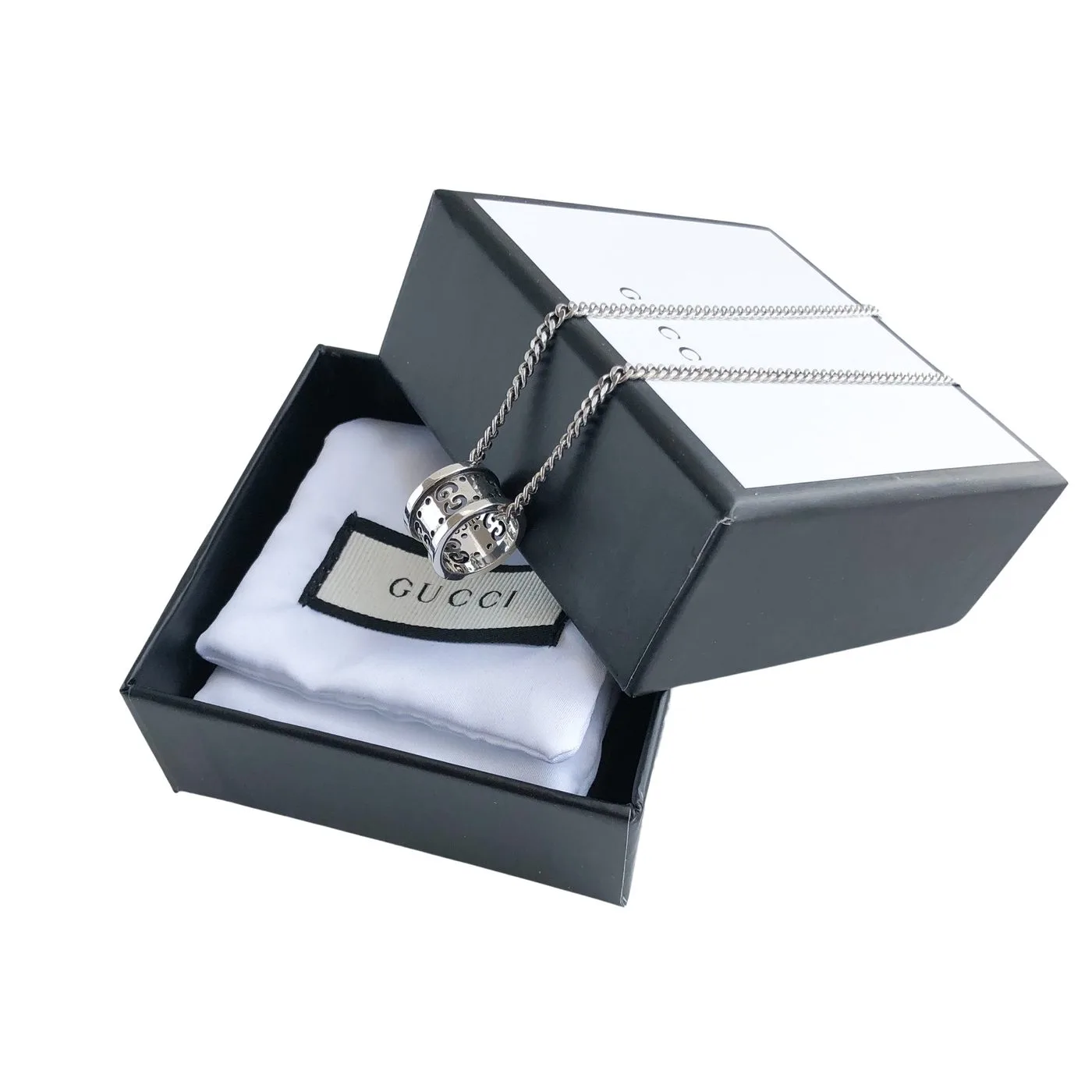 Gucci Hollow Waist Necklace Silver - Image 9