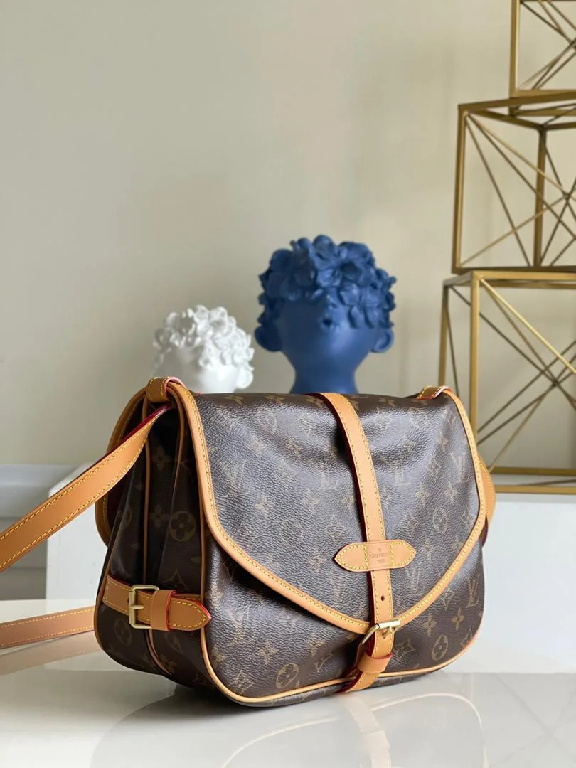 Alternative view of Louis Vuitton Saumur MM Crossbody Bag Brown Monogram Canvas Gold Hardware