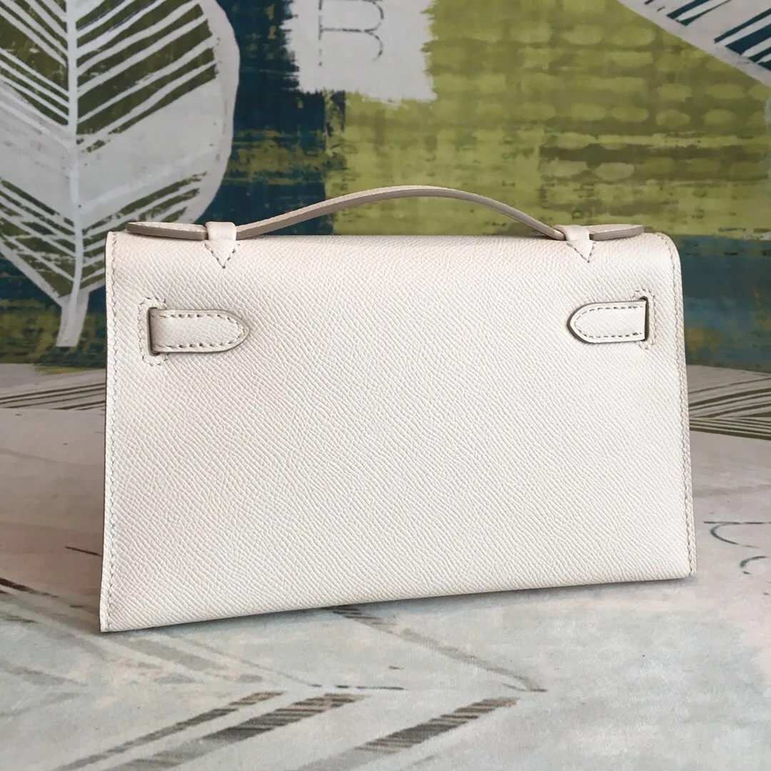 Hermes Kelly Pochettee White Gold Toned Hardware / - Image 9