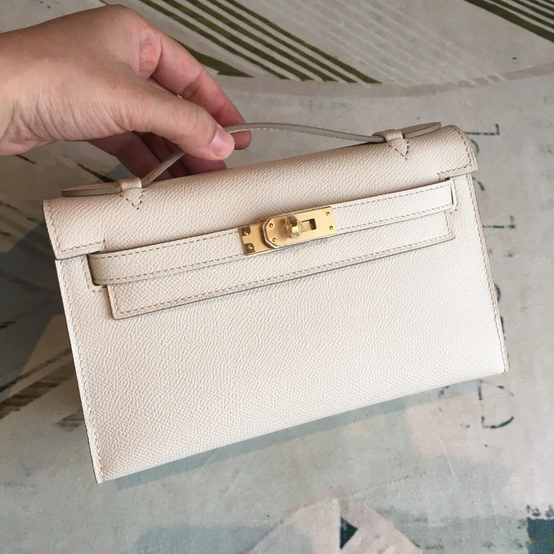 Hermes Kelly Pochettee White Gold Toned Hardware / - Image 8