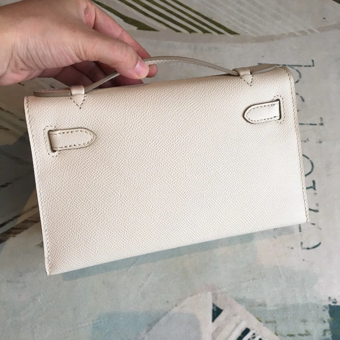 Hermes Kelly Pochettee White Gold Toned Hardware / - Image 7