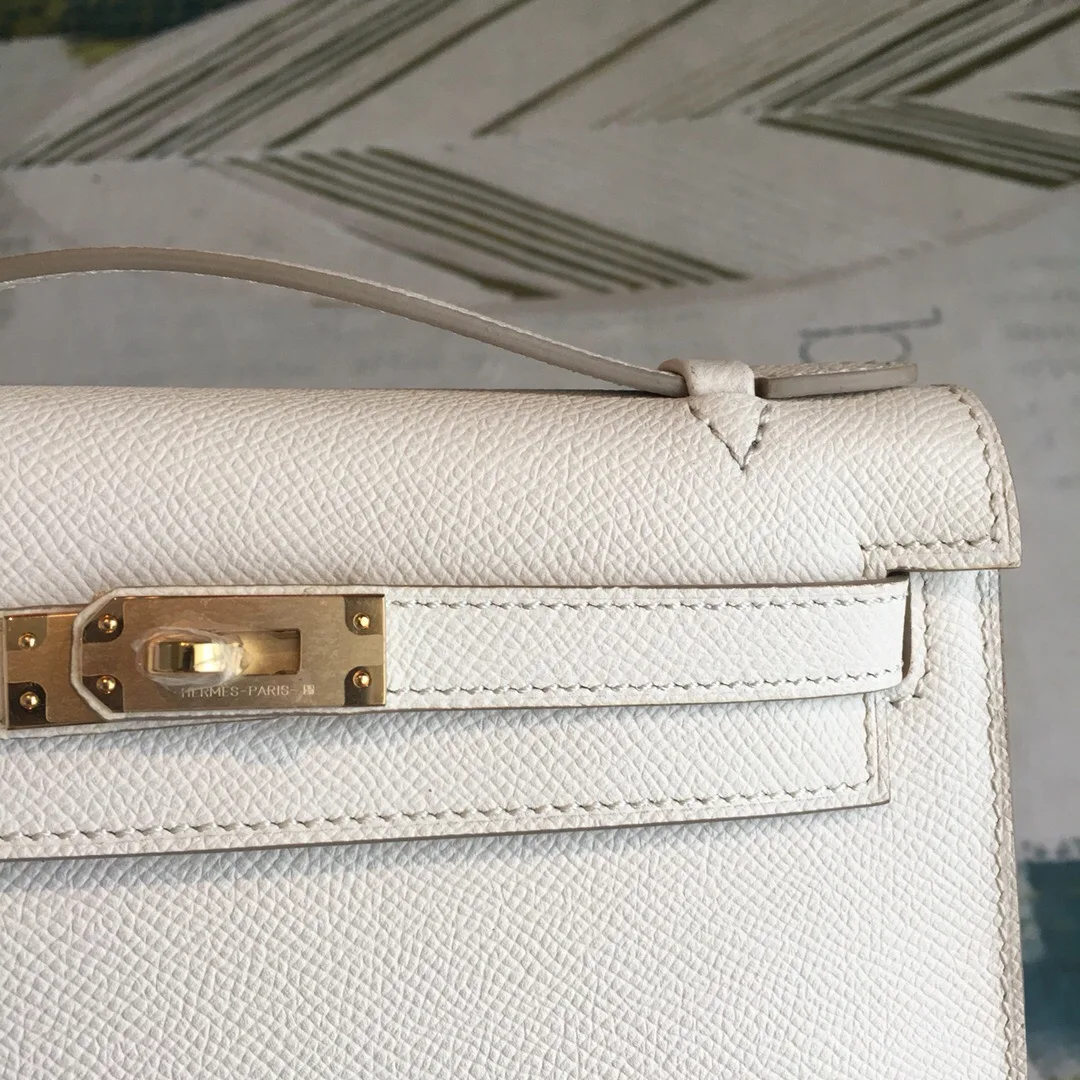 Hermes Kelly Pochettee White Gold Toned Hardware / - Image 4