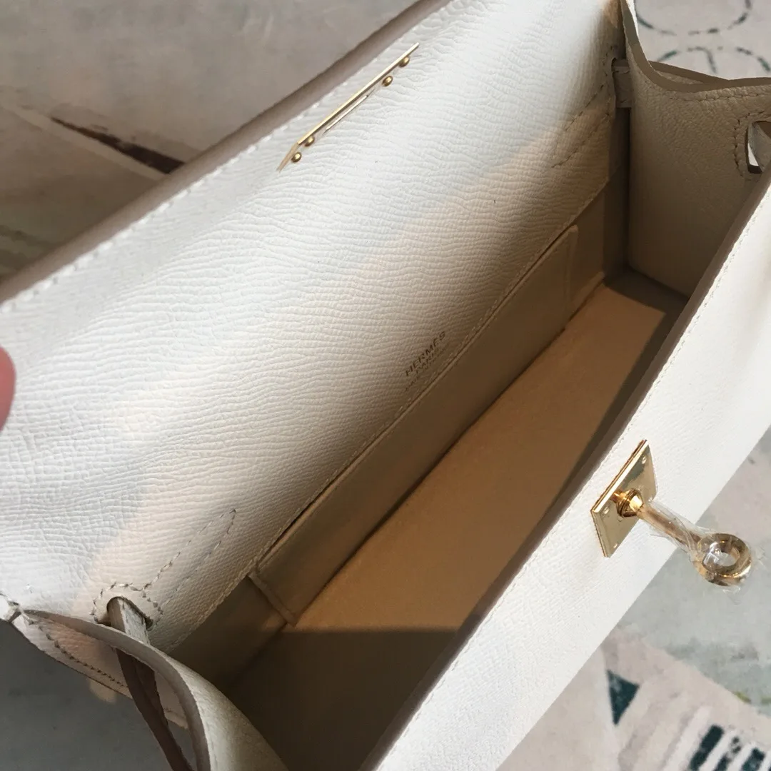 Hermes Kelly Pochettee White Gold Toned Hardware / - Image 3
