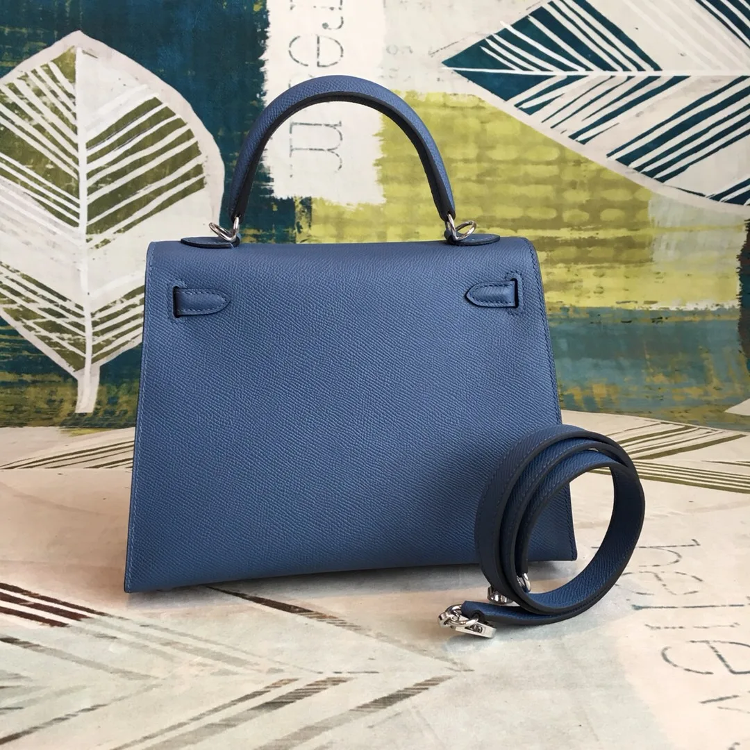 Hermes Kelly Navy Silver Toned Hardware / - Image 9