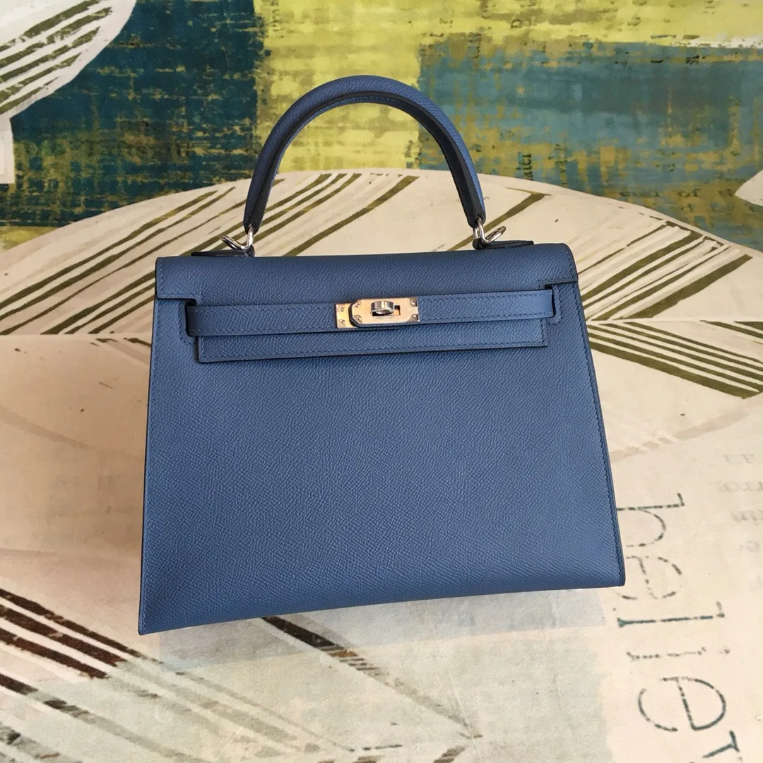 Hermes Kelly Navy Silver Toned Hardware / - Image 8