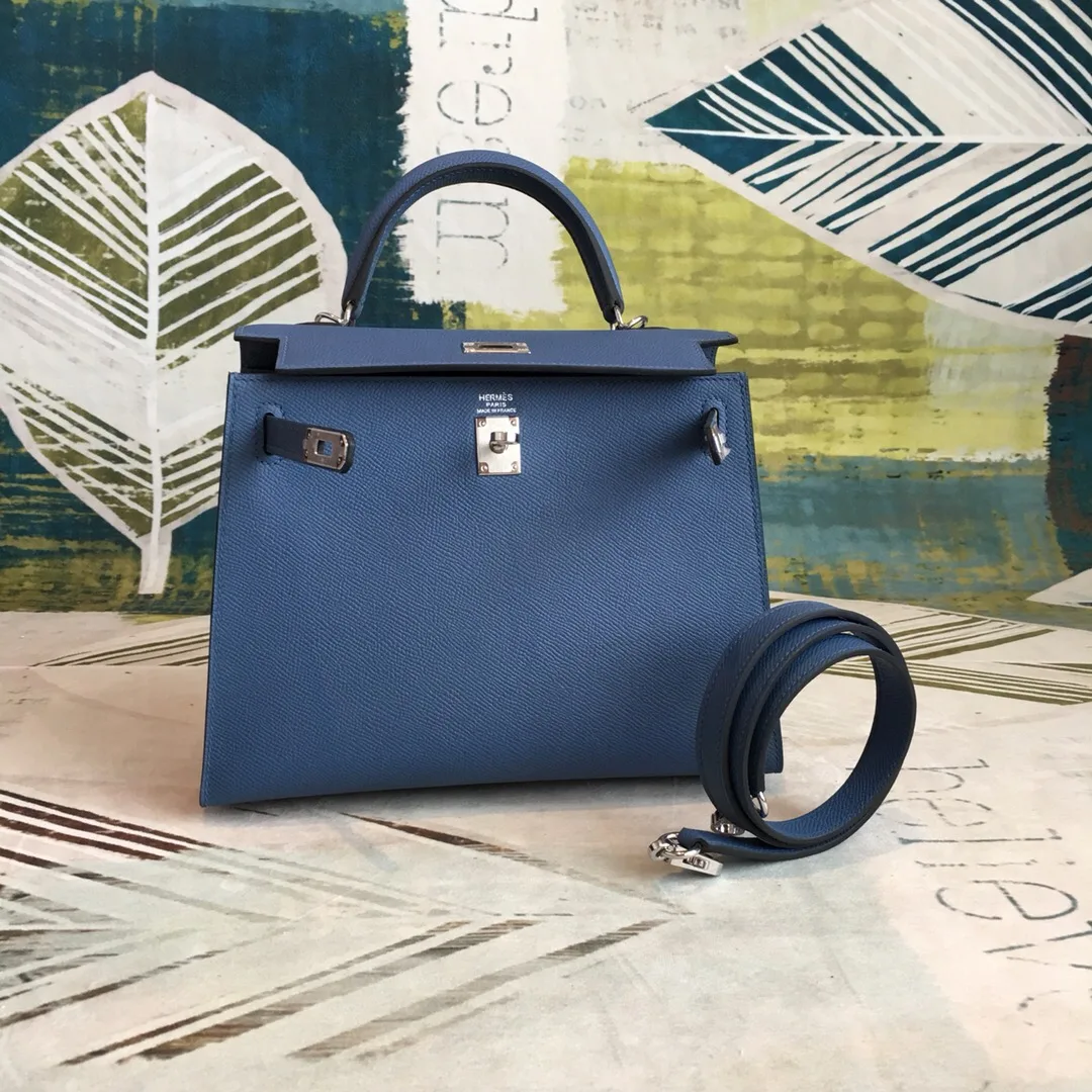 Hermes Kelly Navy Silver Toned Hardware / - Image 7