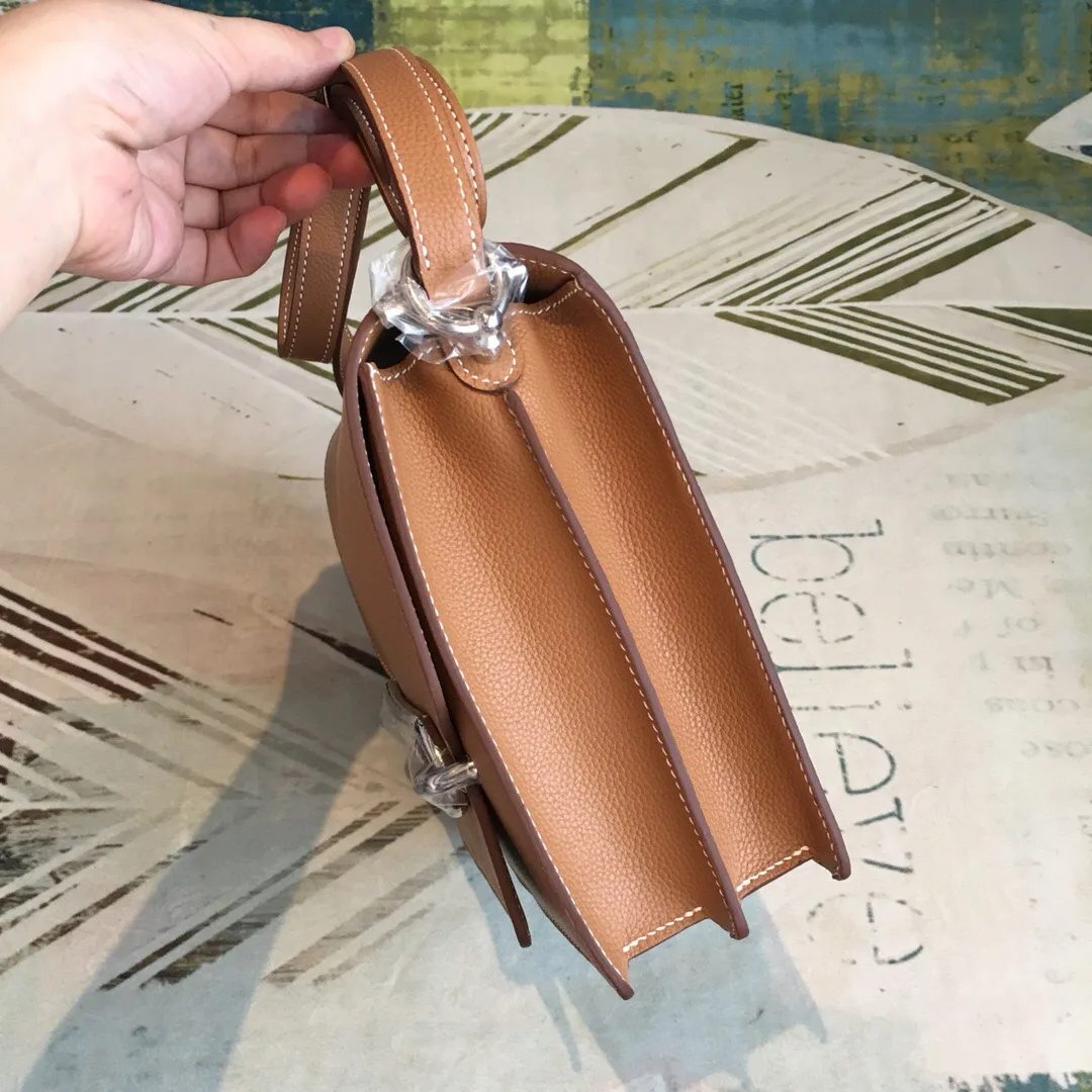 Alternative view of Hermes Mini Evercolor Sac Roulis 19 Brown Palladium Hardware /