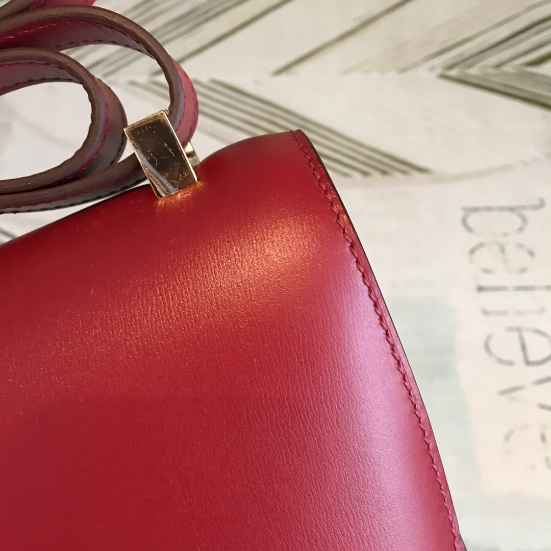 Hermes Constance 24 Crossbody Bag / Burgundy Swift Leather Gold Hardware - Image 3