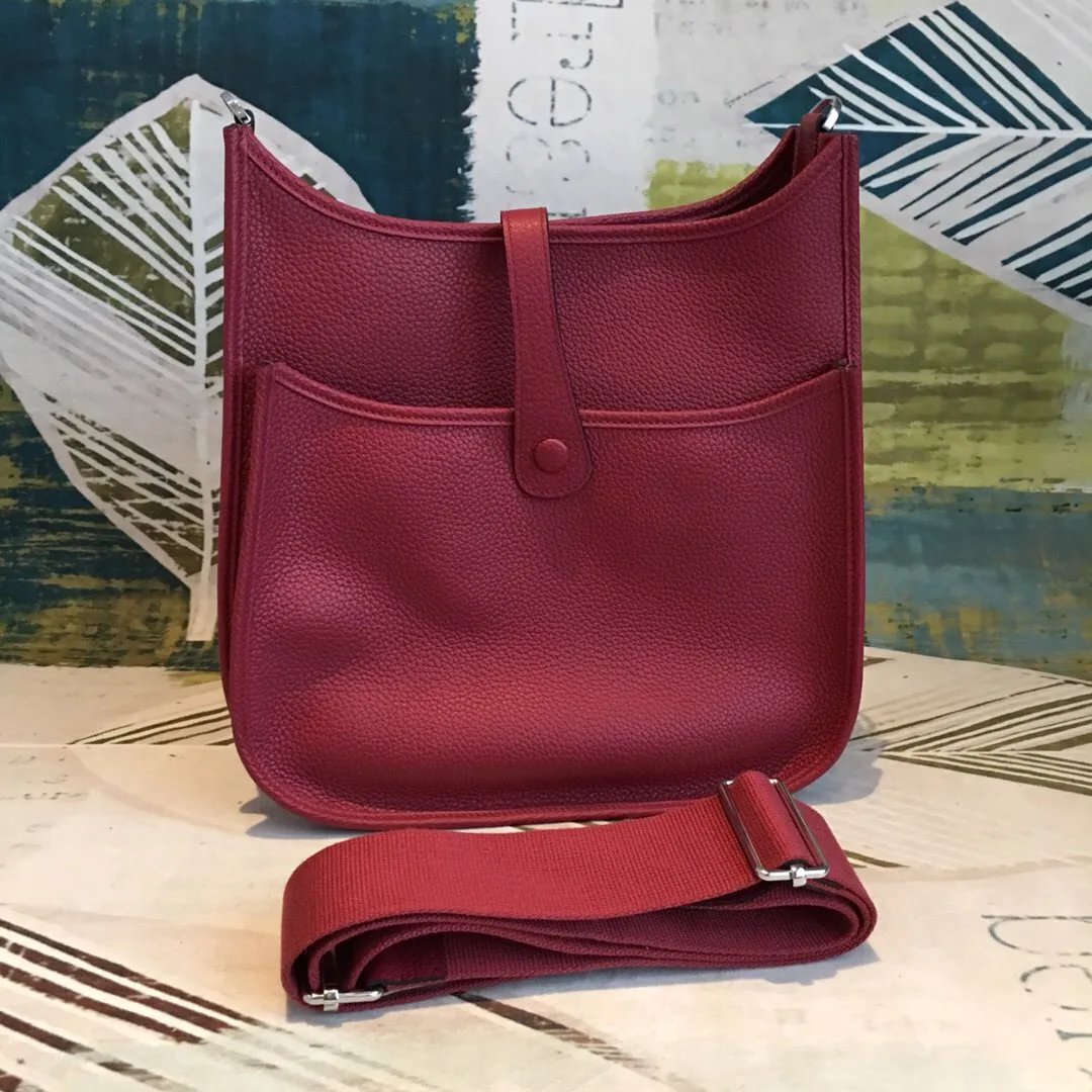 Alternative view of Hermes Evelyne III PM Bag Burgundy Silver Toned Hardware /11.4