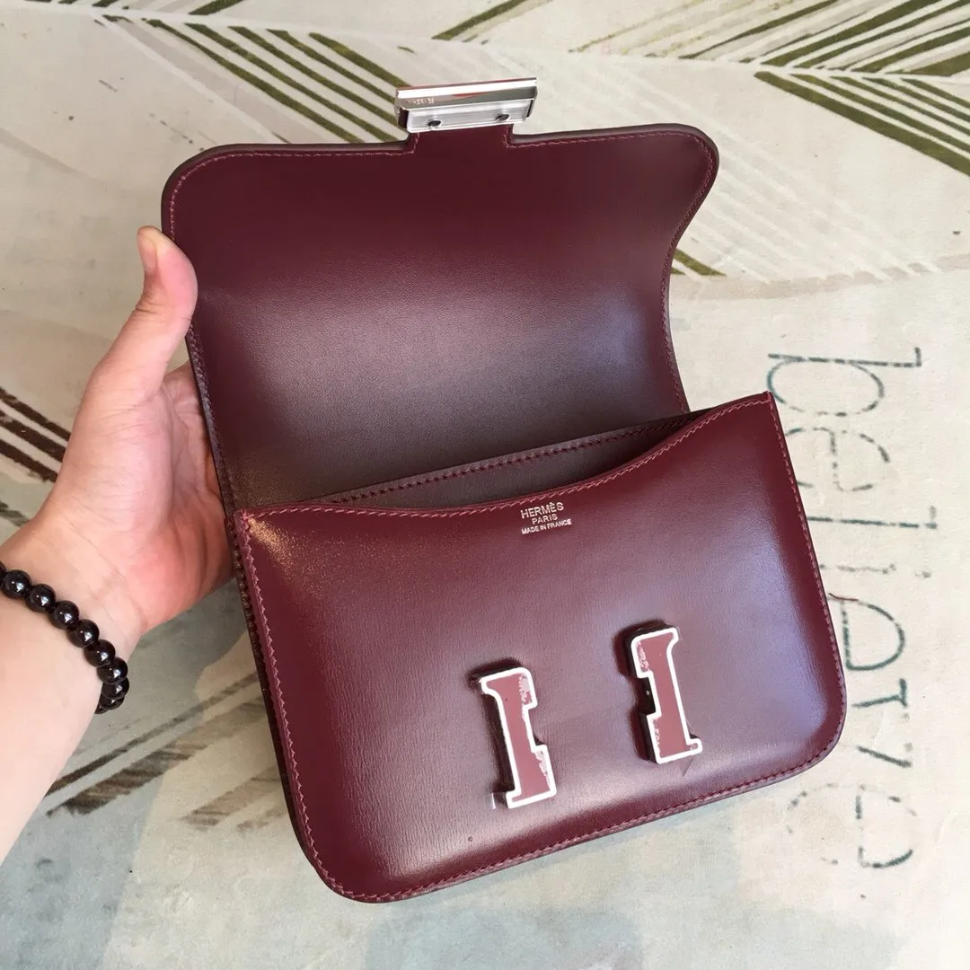 Hermes Constance 18 Burgundy Silver Toned Hardware / - Image 9