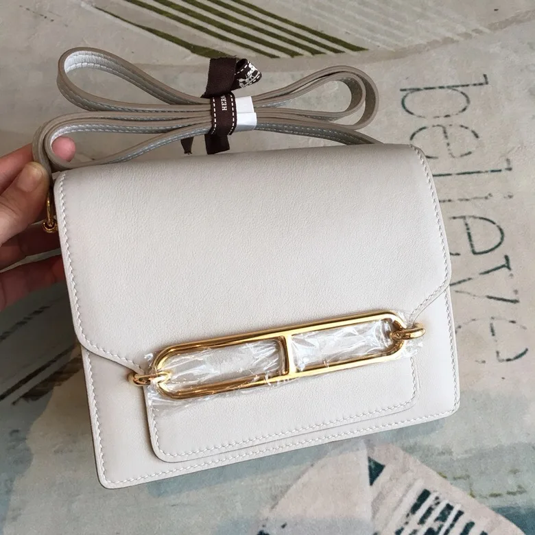 Hermes Mini Evercolor Sac Roulis 19 White Gold Hardware / - Image 8