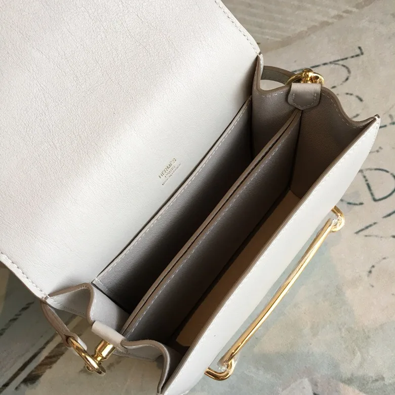 Hermes Mini Evercolor Sac Roulis 19 White Gold Hardware / - Image 3