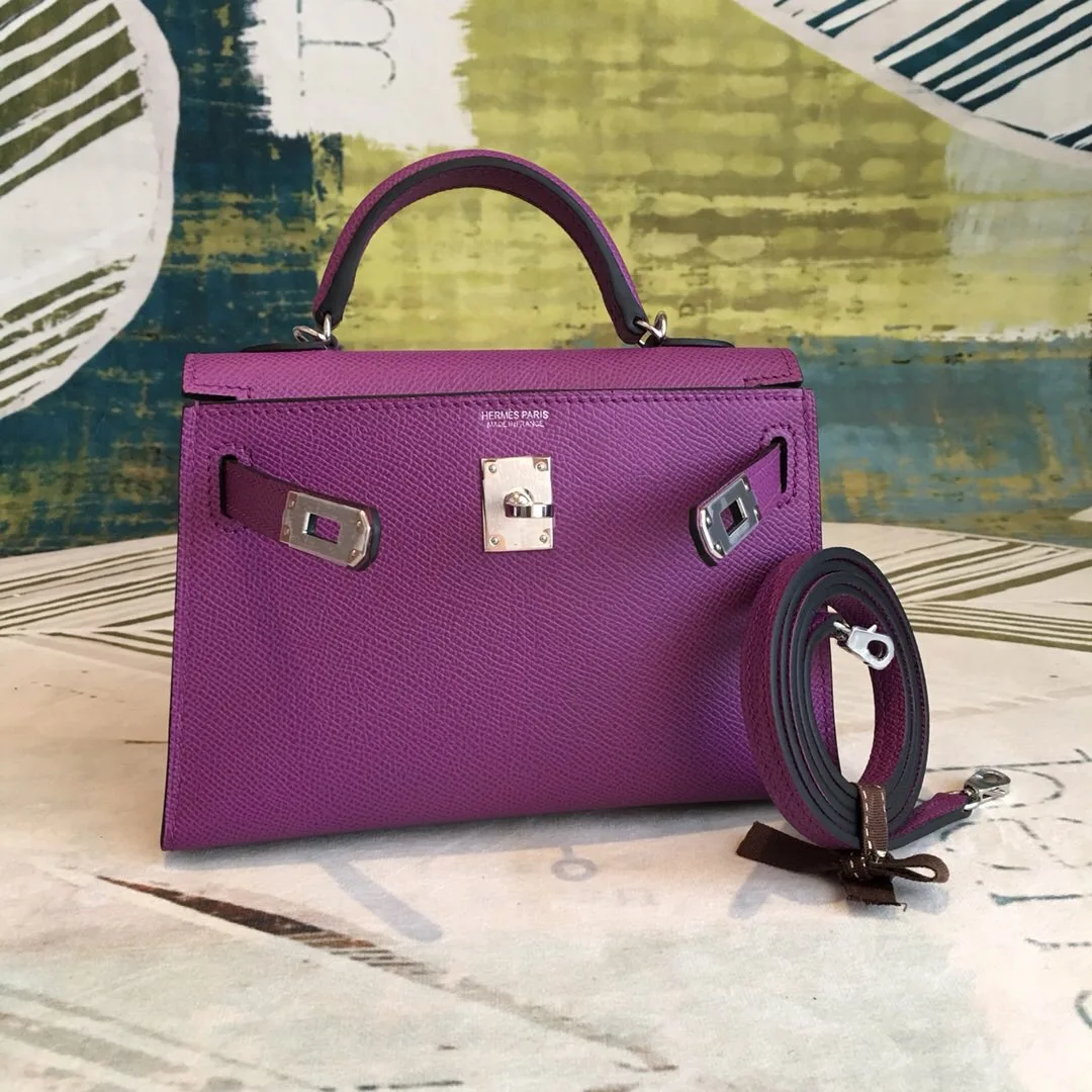 Hermes Mini Kelly Violet Silver Toned Hardware / - Image 7