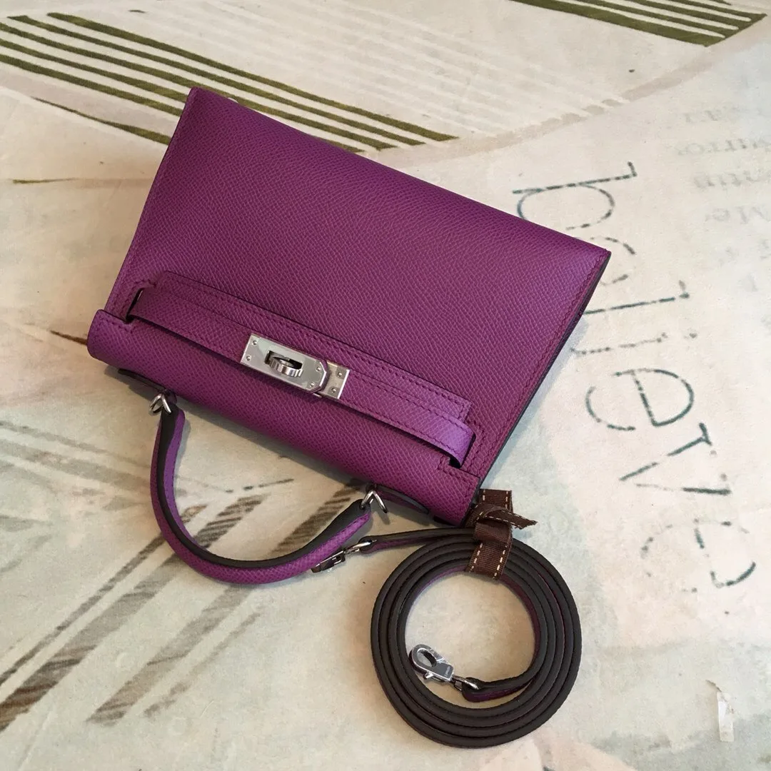 Hermes Mini Kelly Violet Silver Toned Hardware / - Image 6