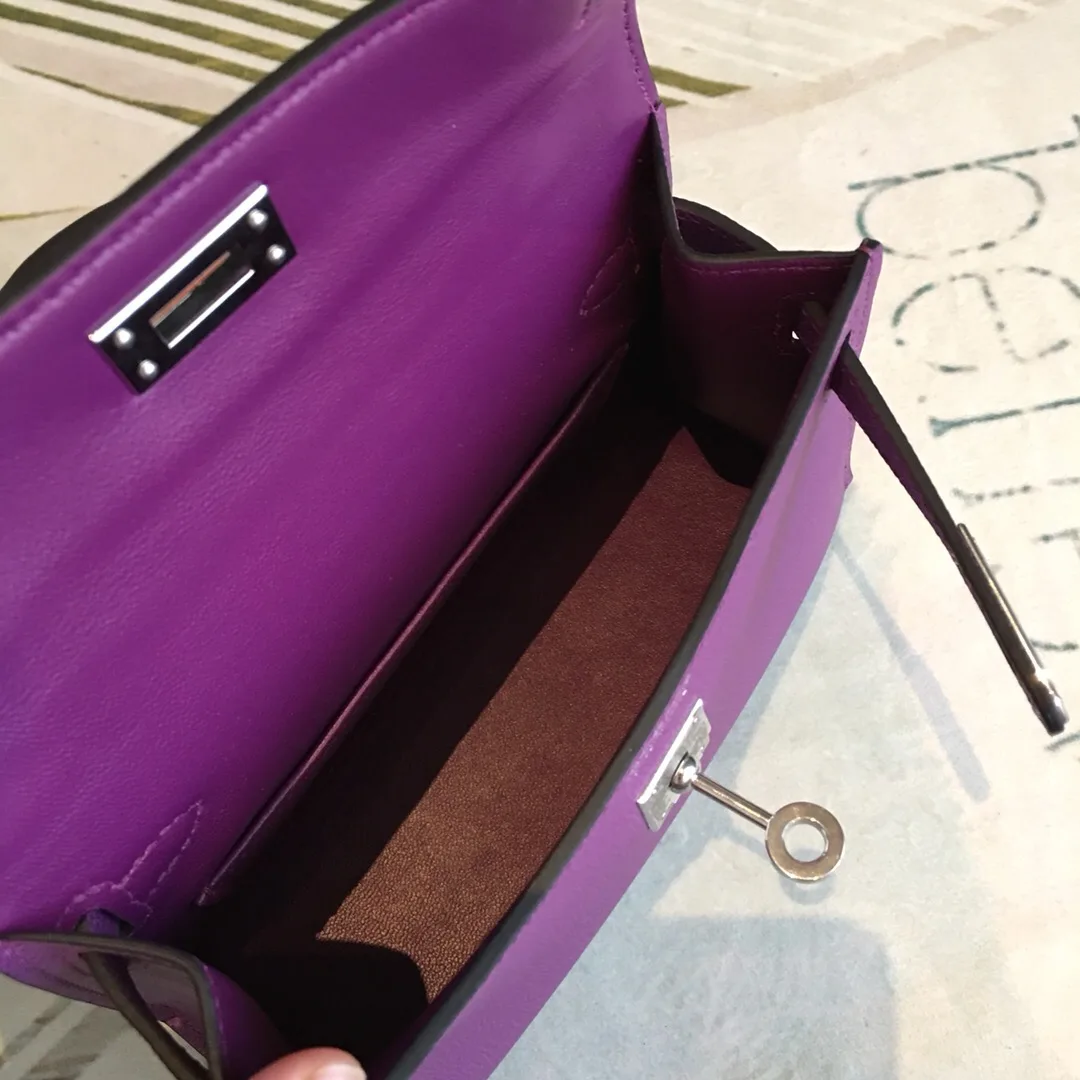Hermes Mini Kelly Violet Silver Toned Hardware / - Image 5