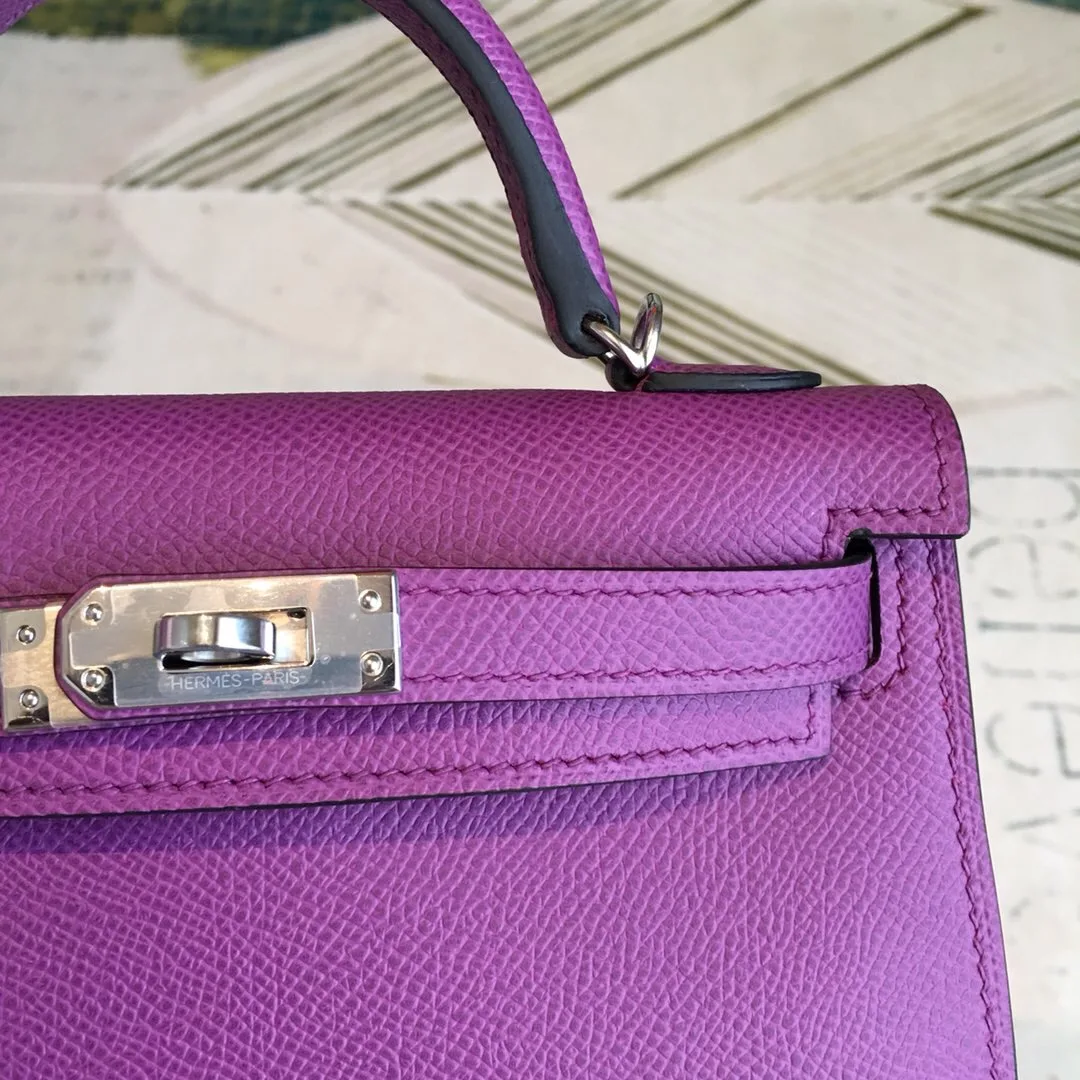 Hermes Mini Kelly Violet Silver Toned Hardware / - Image 4