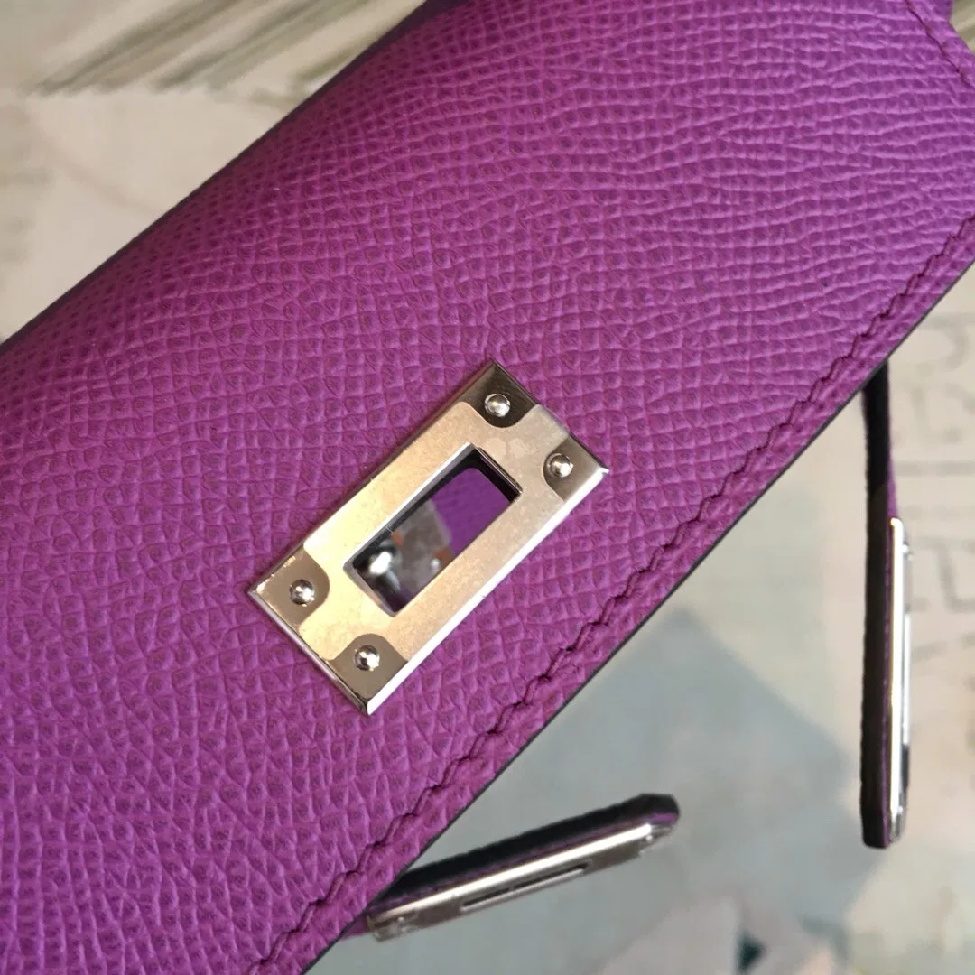 Hermes Mini Kelly Violet Silver Toned Hardware / - Image 3