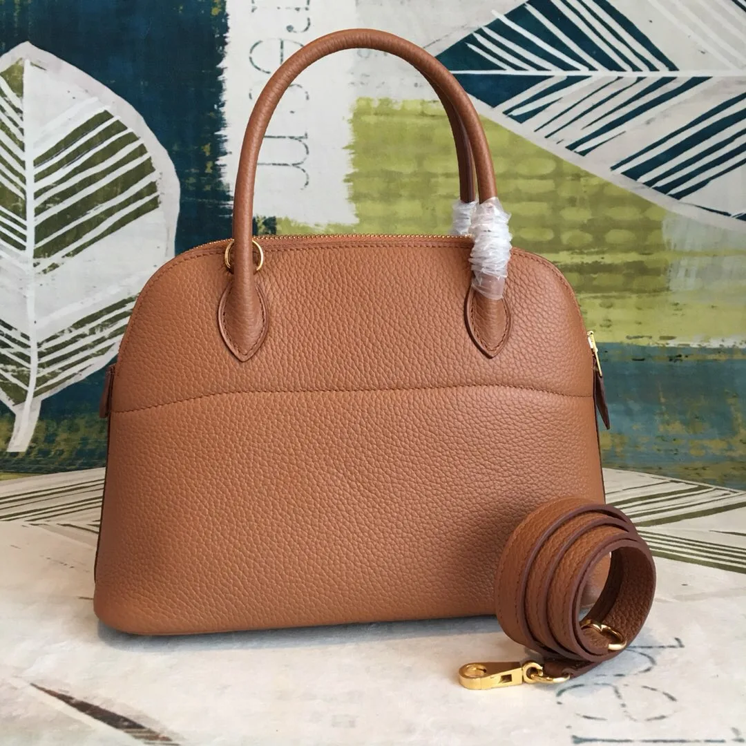 Alternative view of Hermes Bolide Bag Brown Silver Toned Hardware /