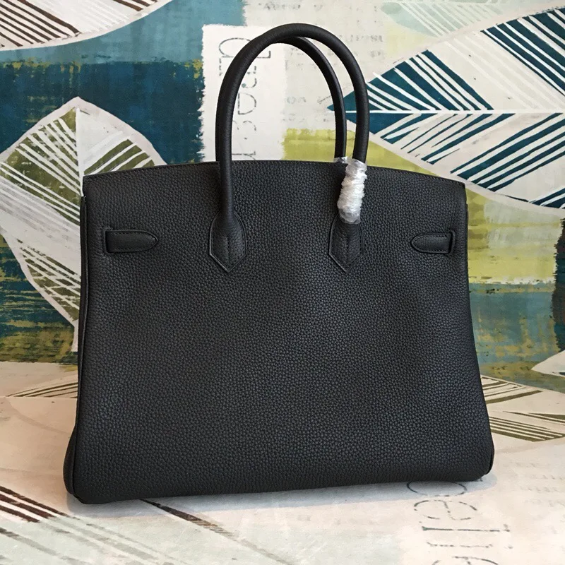 Hermes Birkin Top Handle Bag / Black Silver Hardware - Image 2