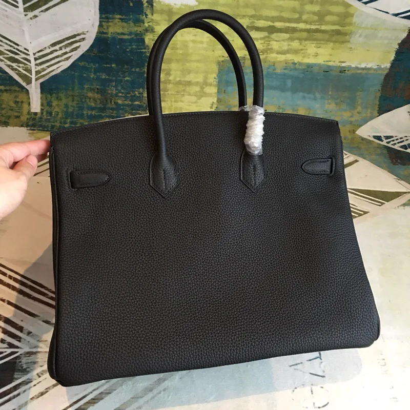 Hermes Birkin Top Handle Bag / Black Silver Hardware - Image 5