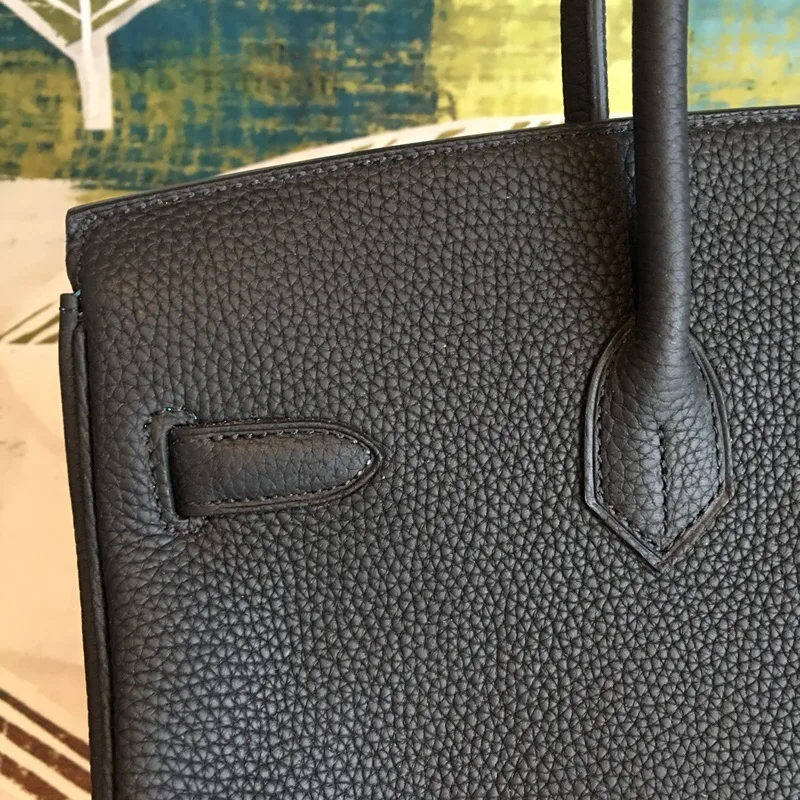 Hermes Birkin Top Handle Bag / Black Silver Hardware - Image 4