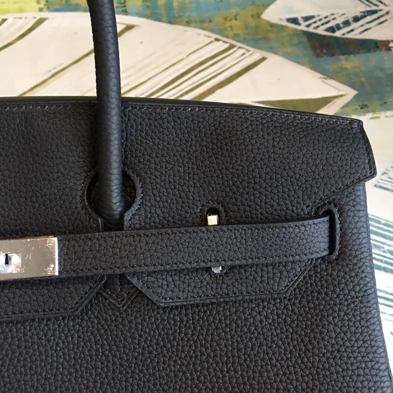 Hermes Birkin Top Handle Bag / Black Silver Hardware - Image 3