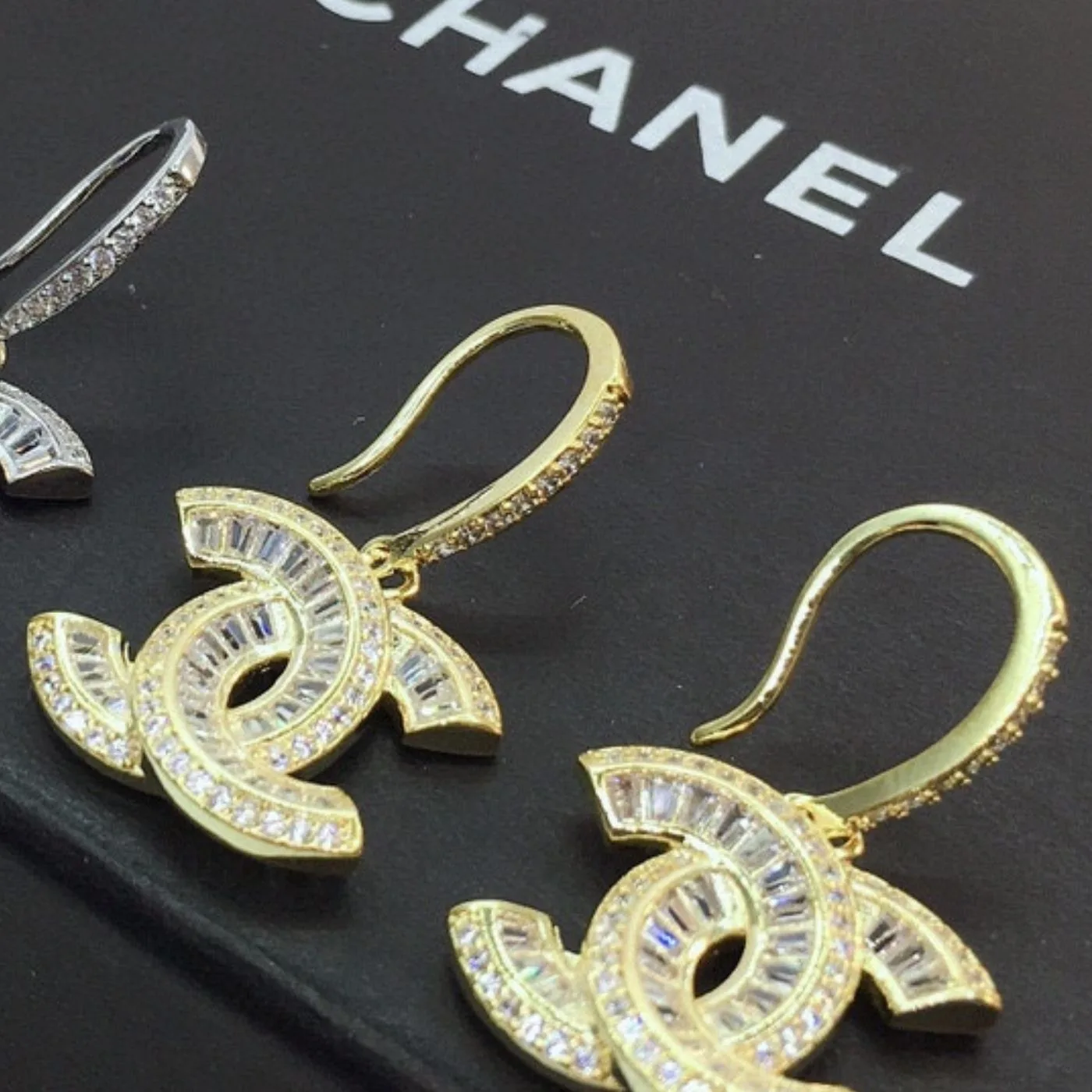 Alternative view of Interlocking Douple C Earrings Gold Tone