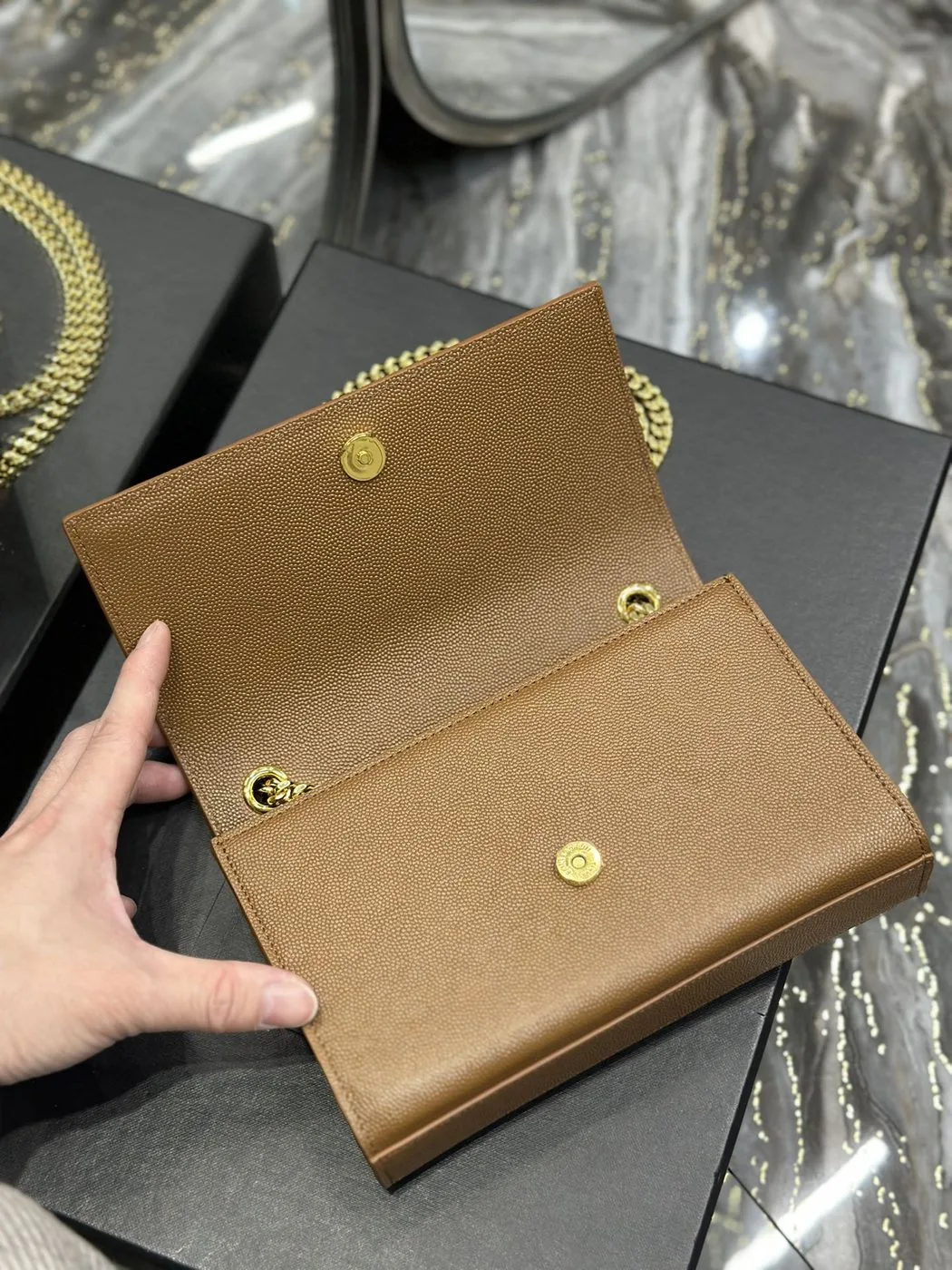 Alternative view of Saint Laurent Kate Small Chain Bag Brown /