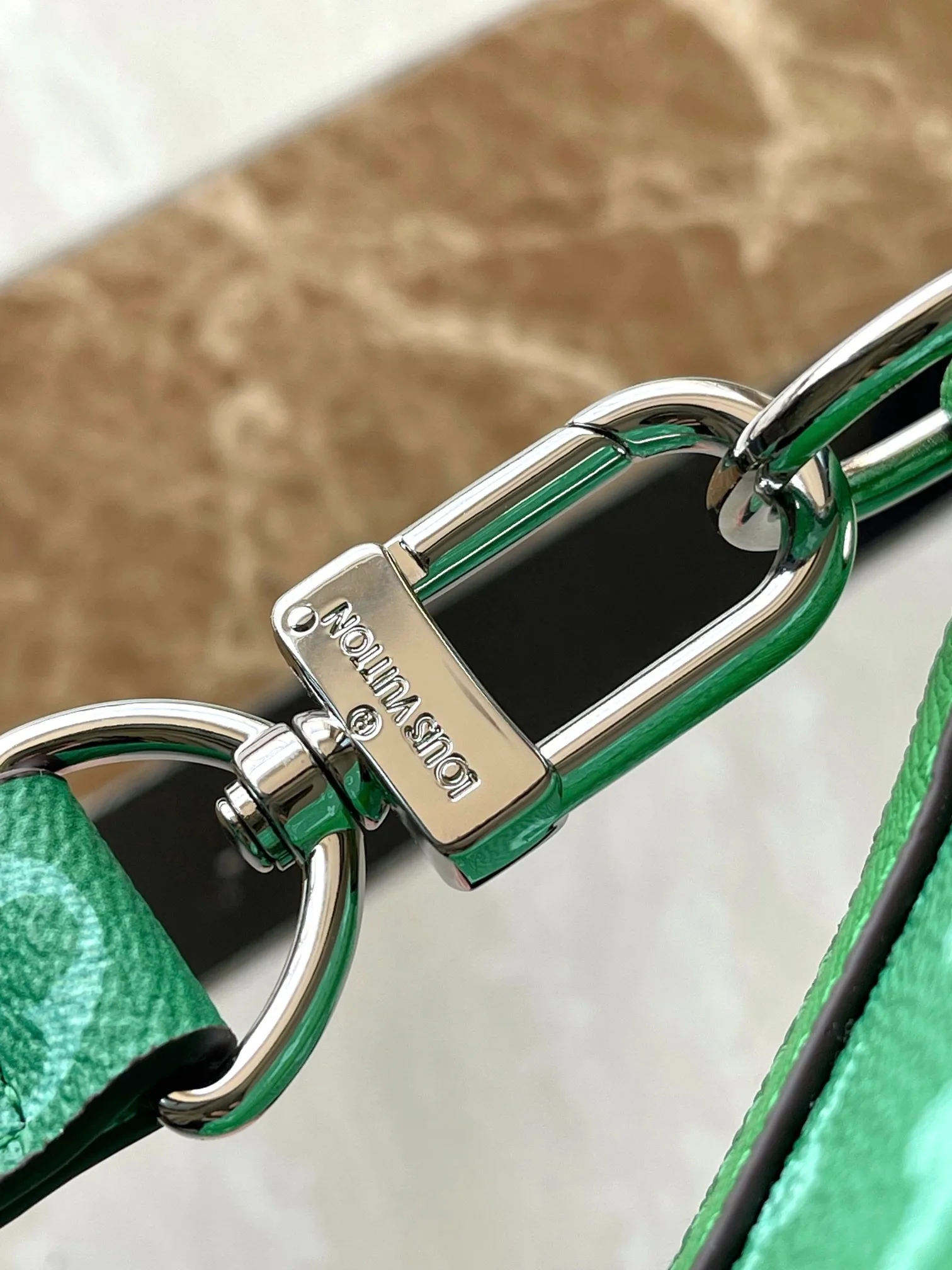 Louis Vuitton Keepall Bandouliere 45 Travel Bag / Green Silver Hardware - Image 10