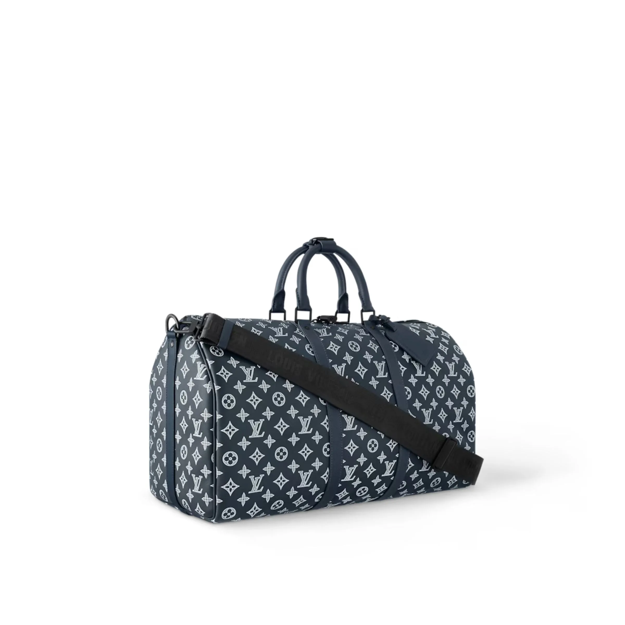 Louis Vuitton Keepall Bandouliere 50 Travel Bag / Blue Moon Black Hardware - Image 3