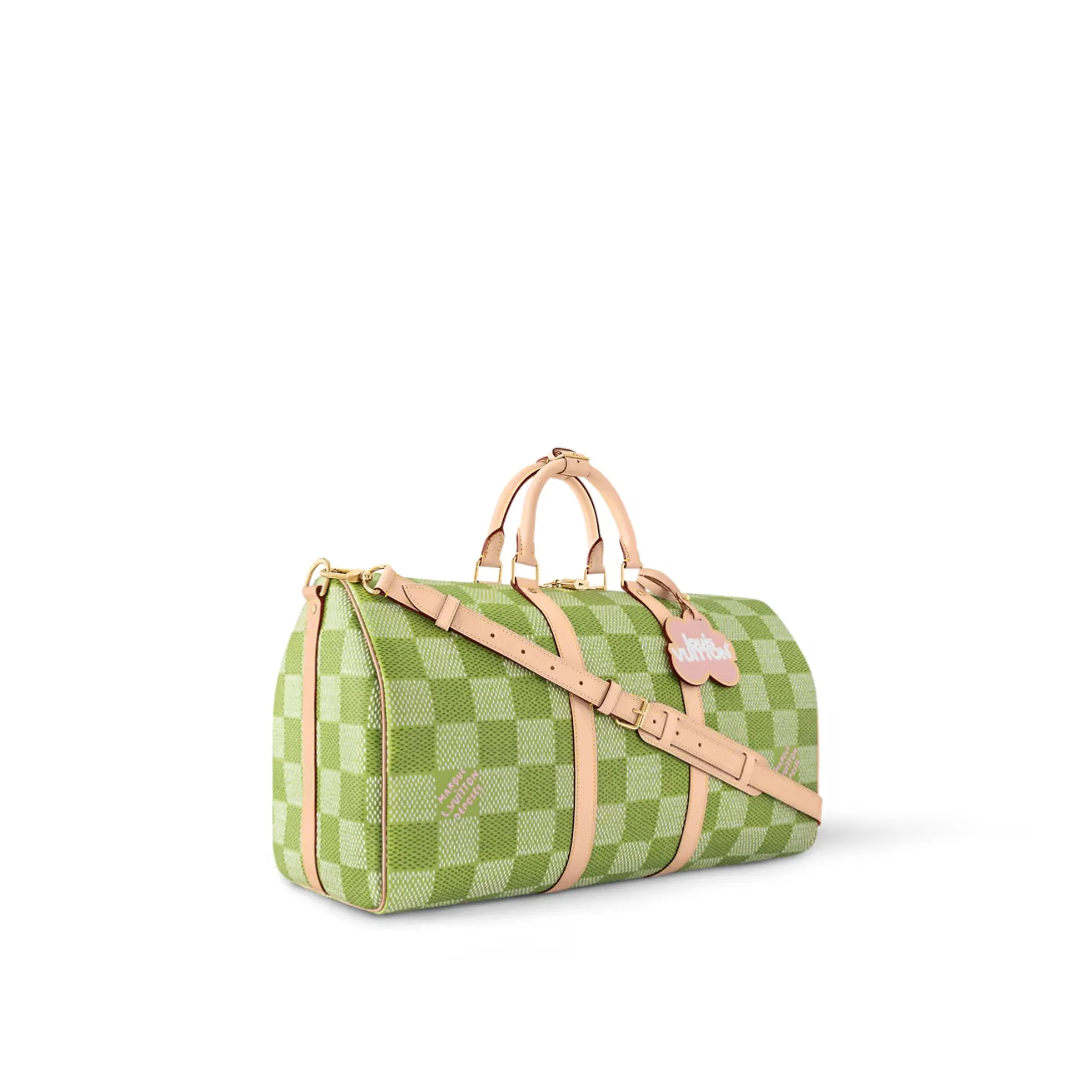Louis Vuitton Keepall Bandouliere 50 Travel Bag / Green Gold Hardware - Image 4