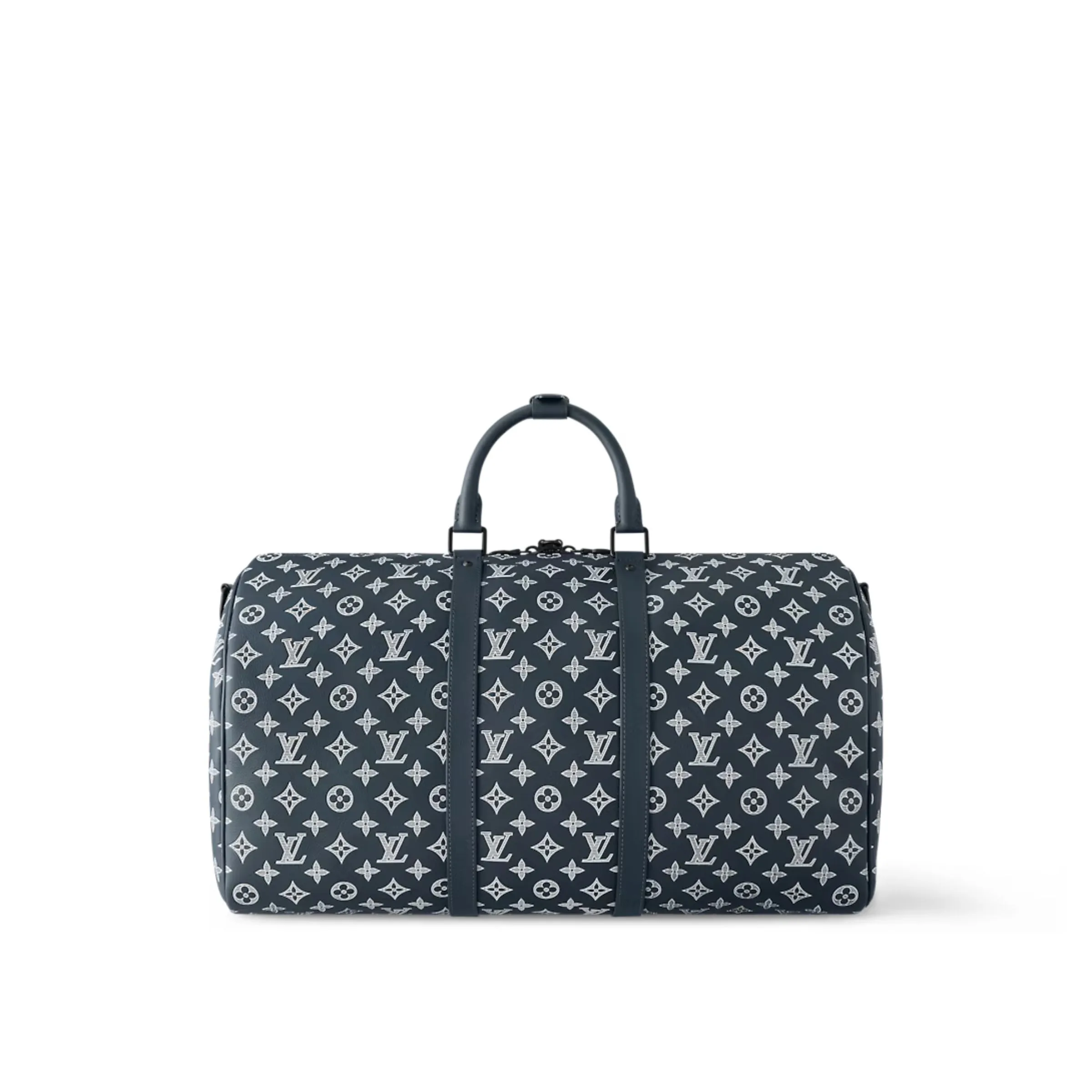 Louis Vuitton Keepall Bandouliere 50 Travel Bag / Blue Moon Black Hardware - Image 4