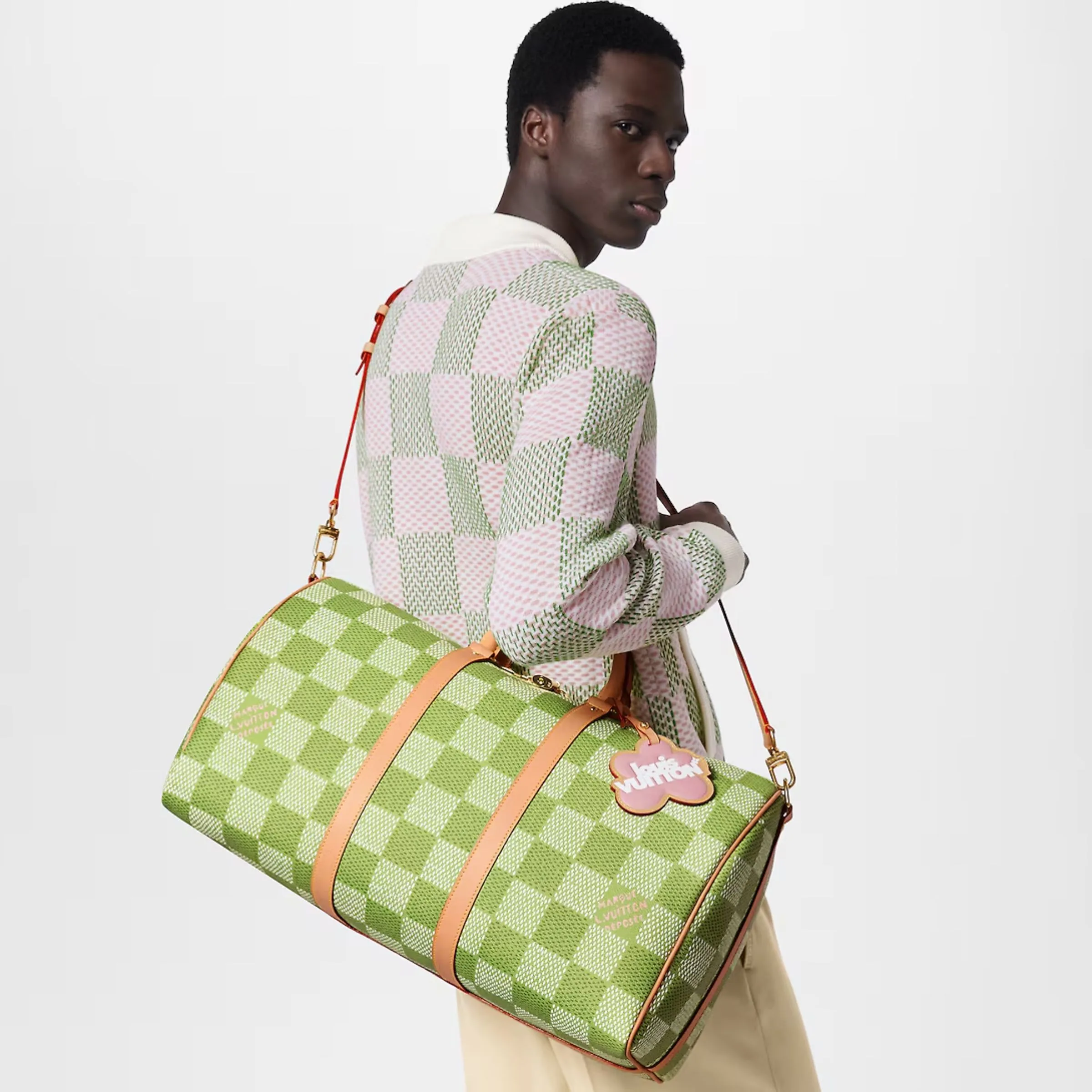 Louis Vuitton Keepall Bandouliere 50 Travel Bag / Green Gold Hardware - Image 2