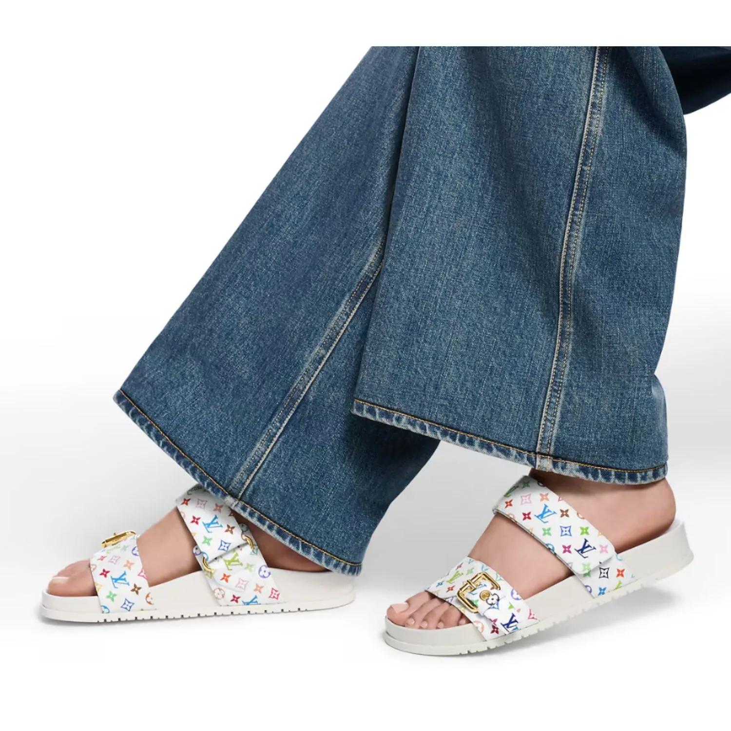 Louis Vuitton LV x TM Bom Dia Flat Comfort Mule Multicolored Blanc - 1AGXU3 - Image 4