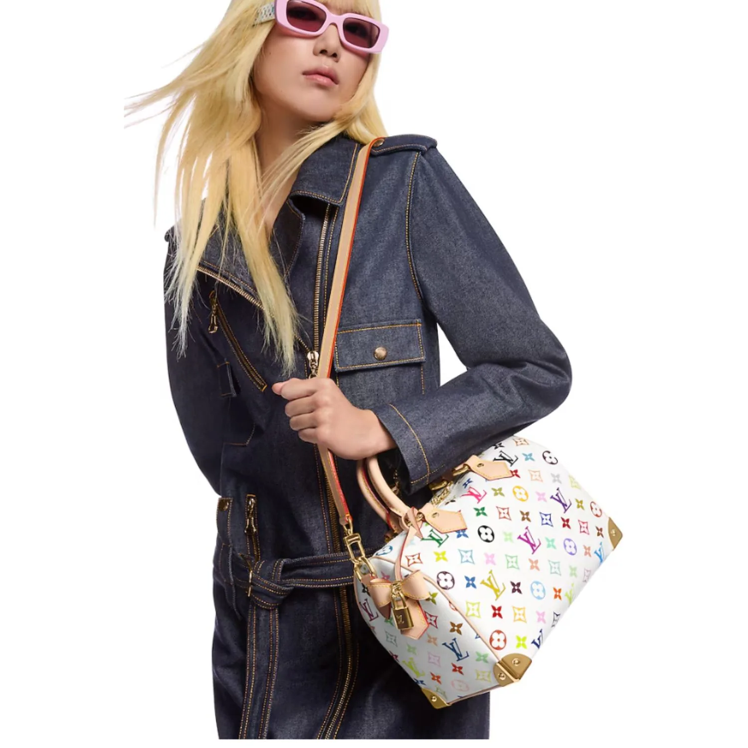 Louis Vuitton LV x TM Speedy Bandouliere 25 Top Handle Bag / Multicolored Gold Hardware - Image 3
